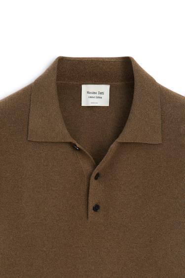 100% wool knit polo sweater - LIMITED EDITION — BROWN MARL 6
