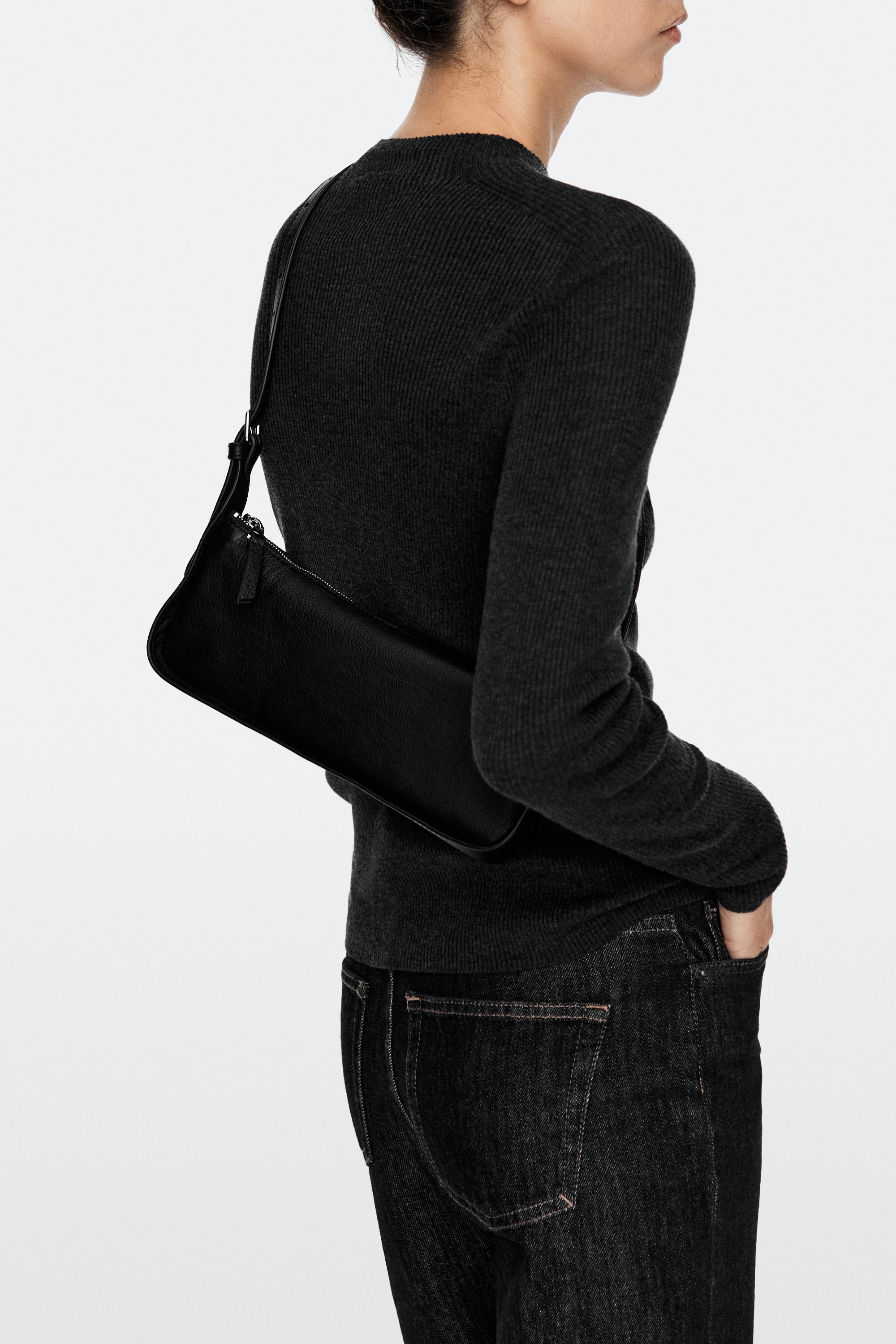 Mini leather shoulder bag — BLACK
