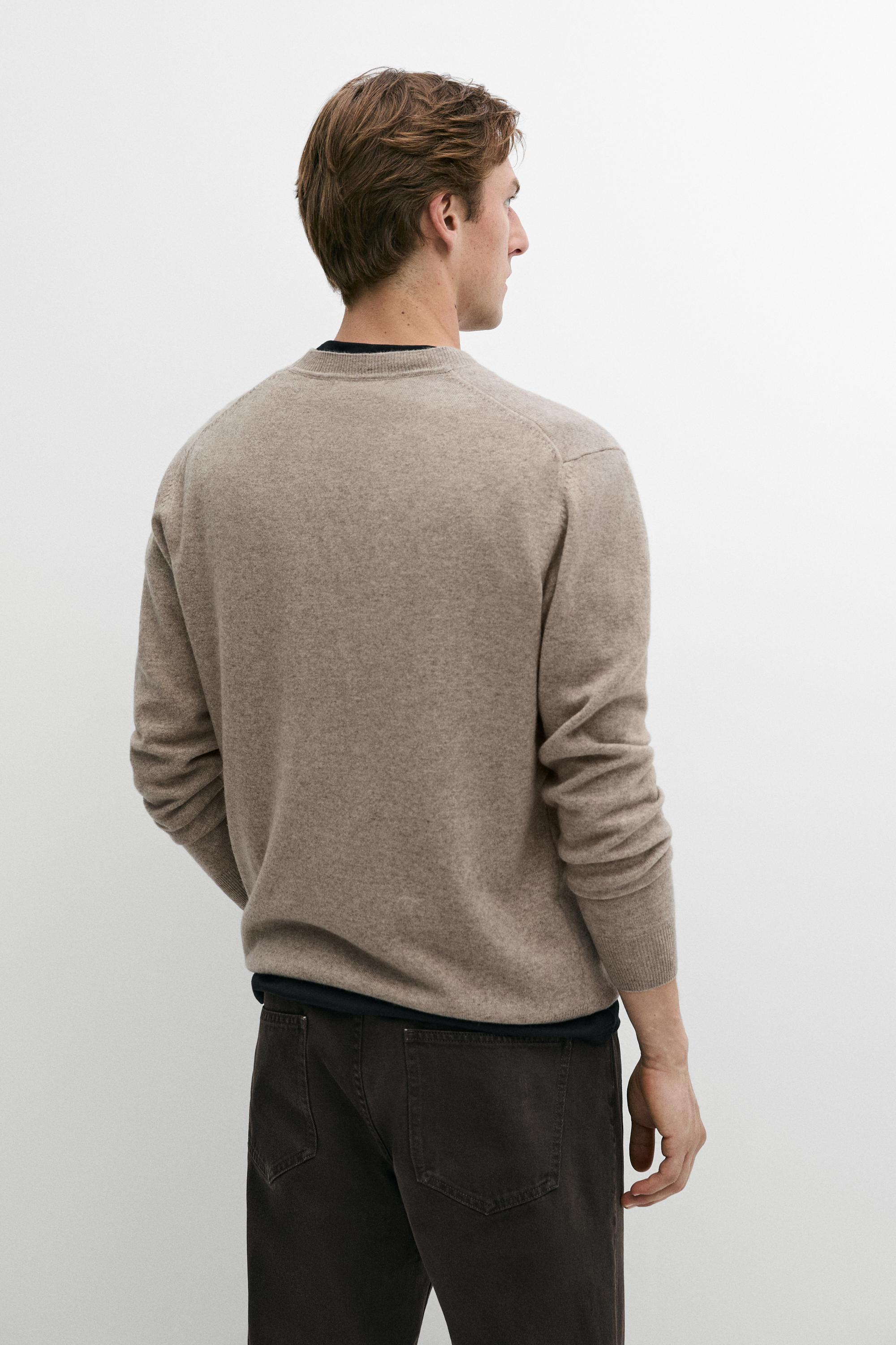 Wool blend round neck knit sweater — MINK