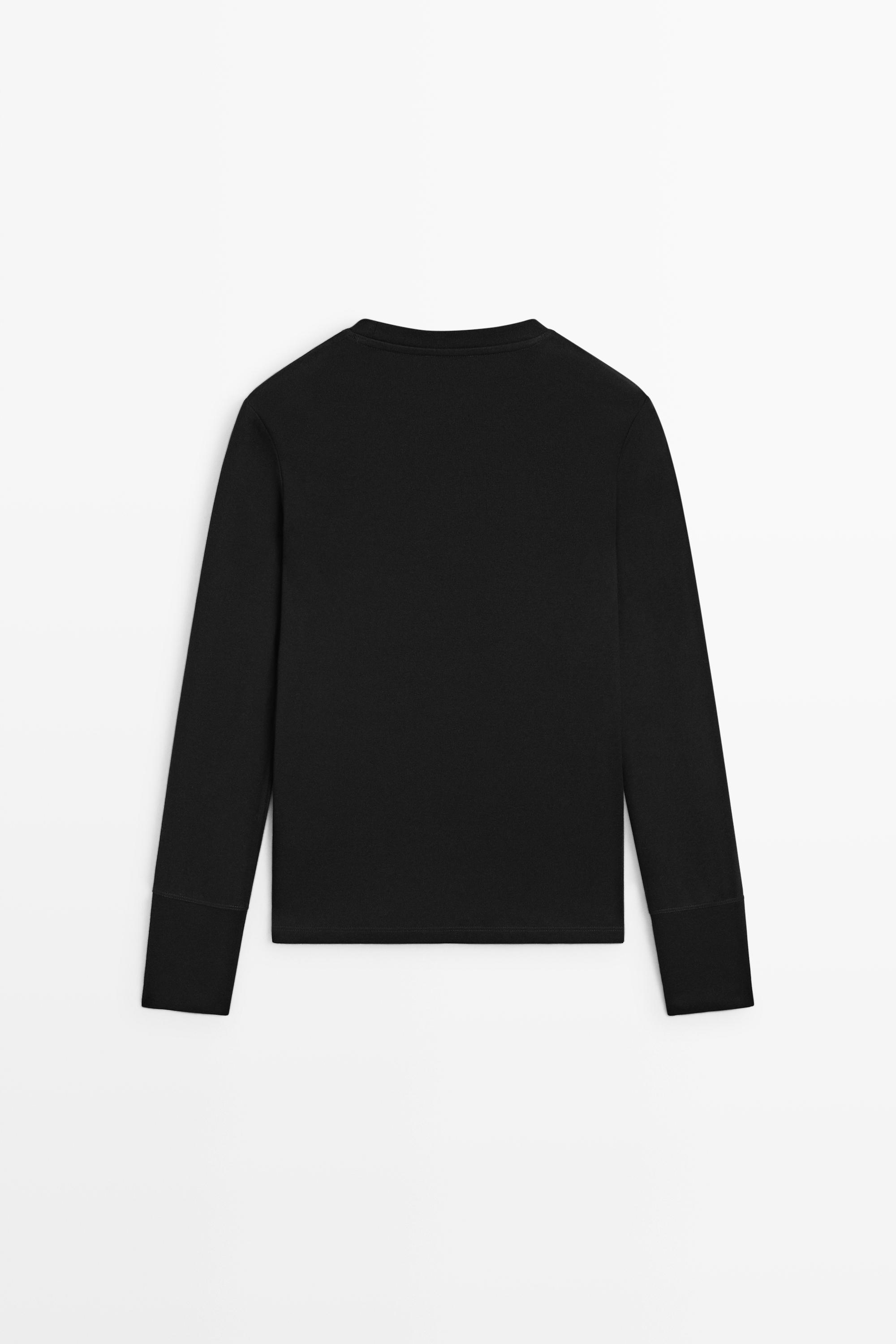 100% cotton long sleeve T-shirt — BLACK