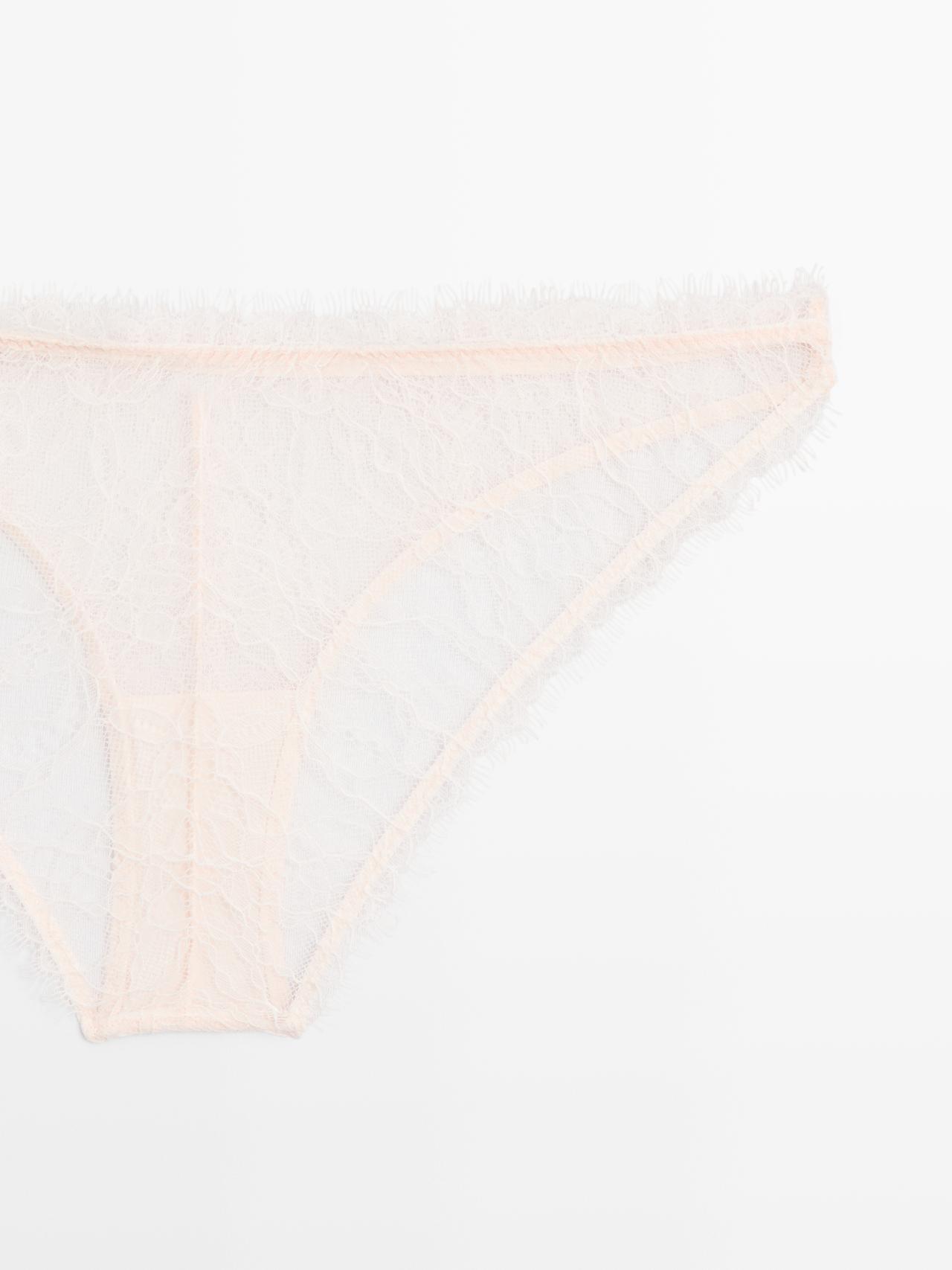 Lace briefs with frayed detail — CREAM