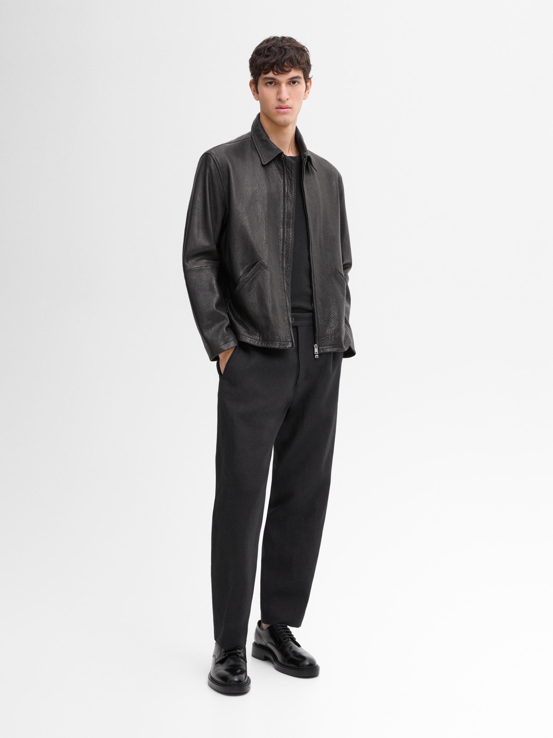Giacca Effetto Inciso In Pelle Nappa - Nero - L - Massimo Dutti - Maschile