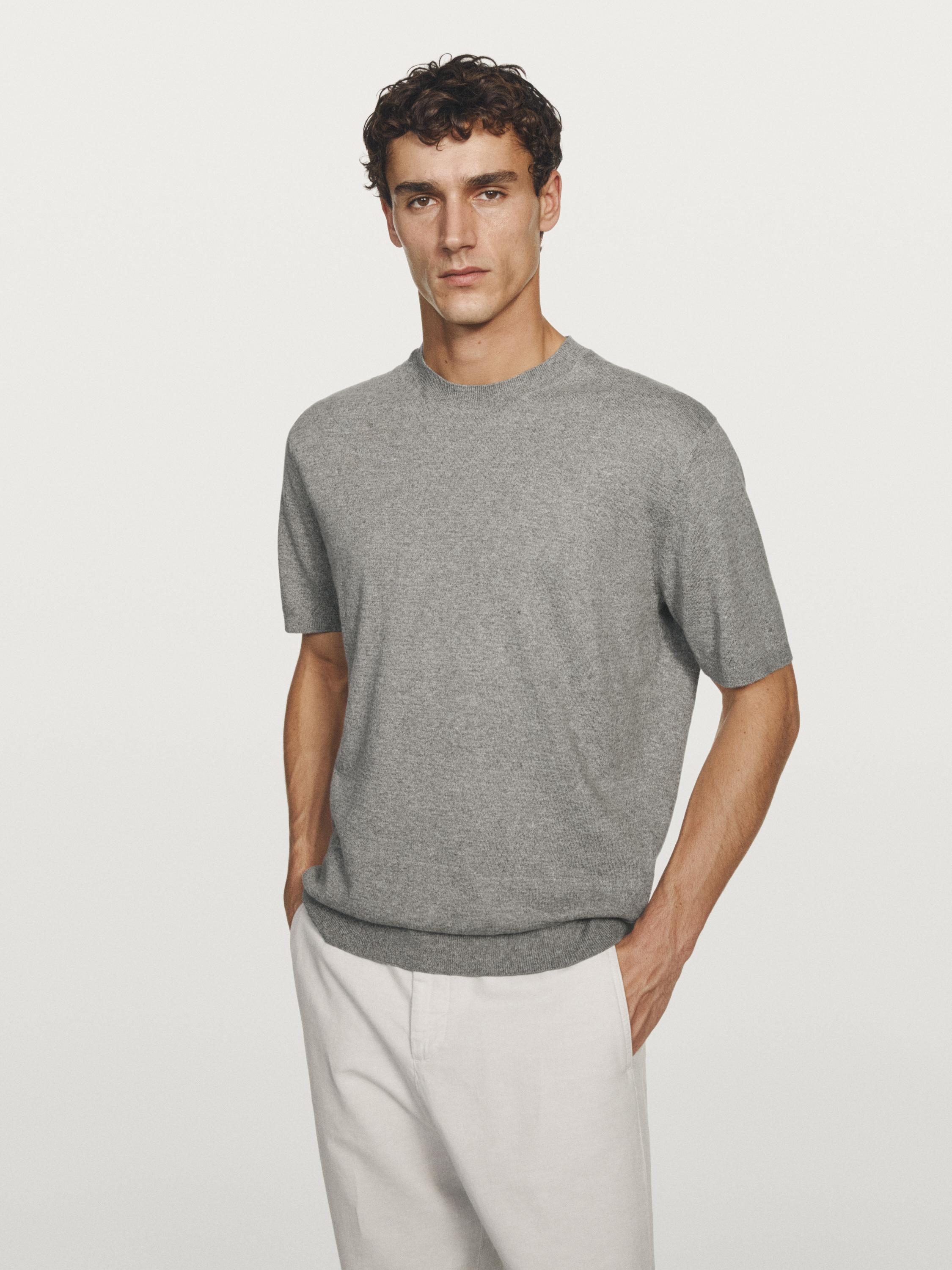 Camiseta punto melange manga corta