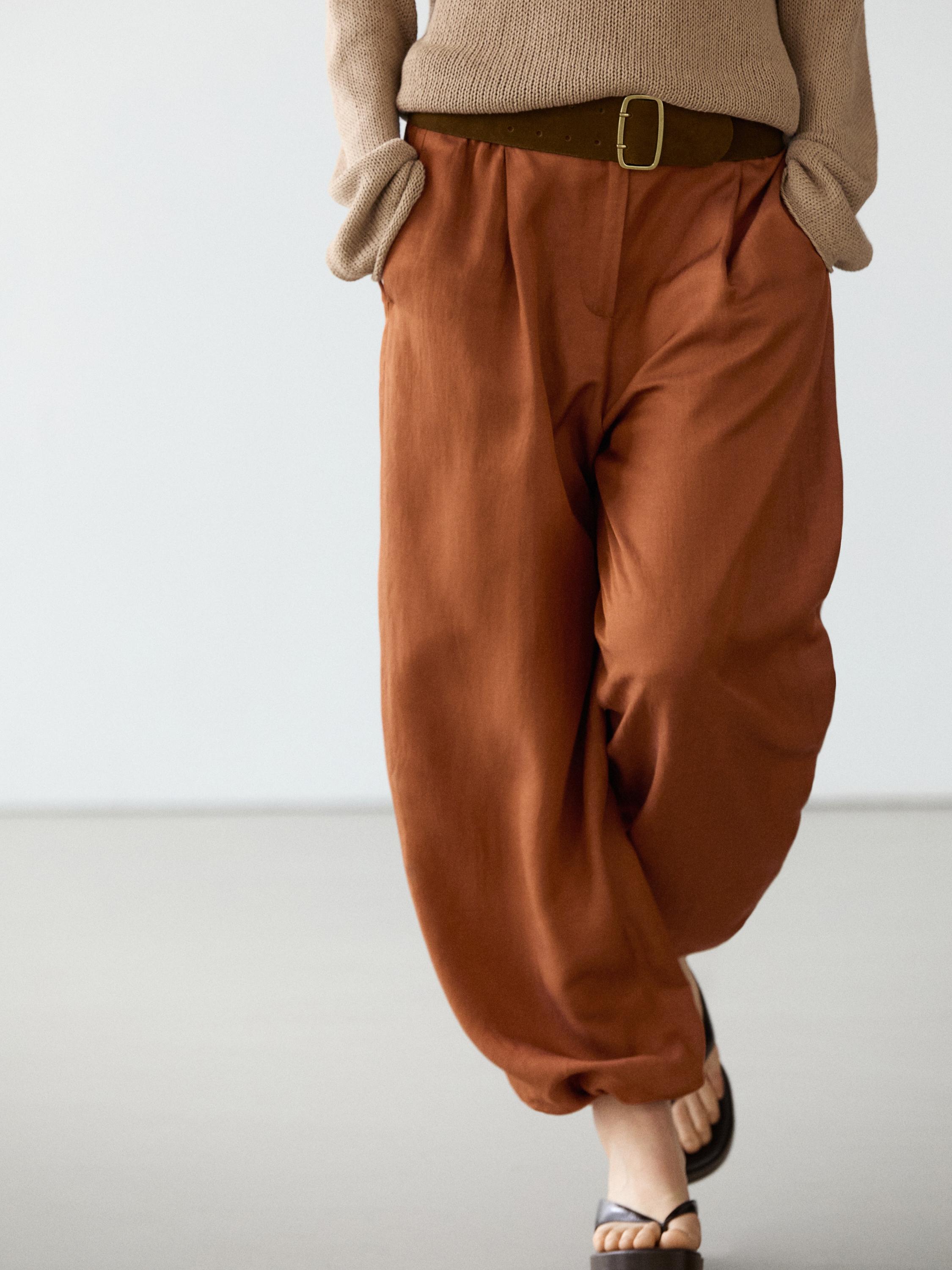 Flowing trousers with tie detail — ORANGE