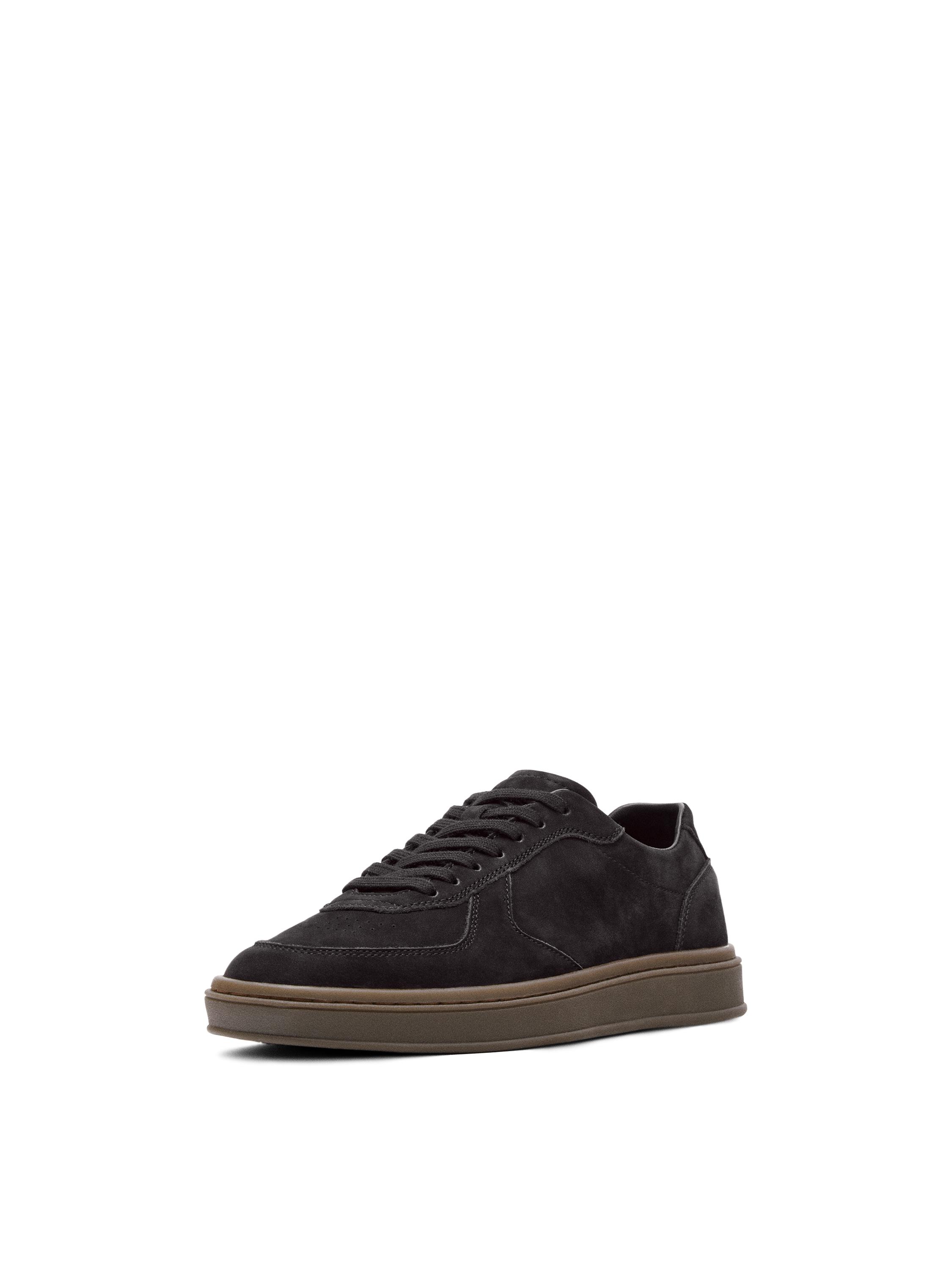 Nubuck trainers with contrast sole — Dark blue