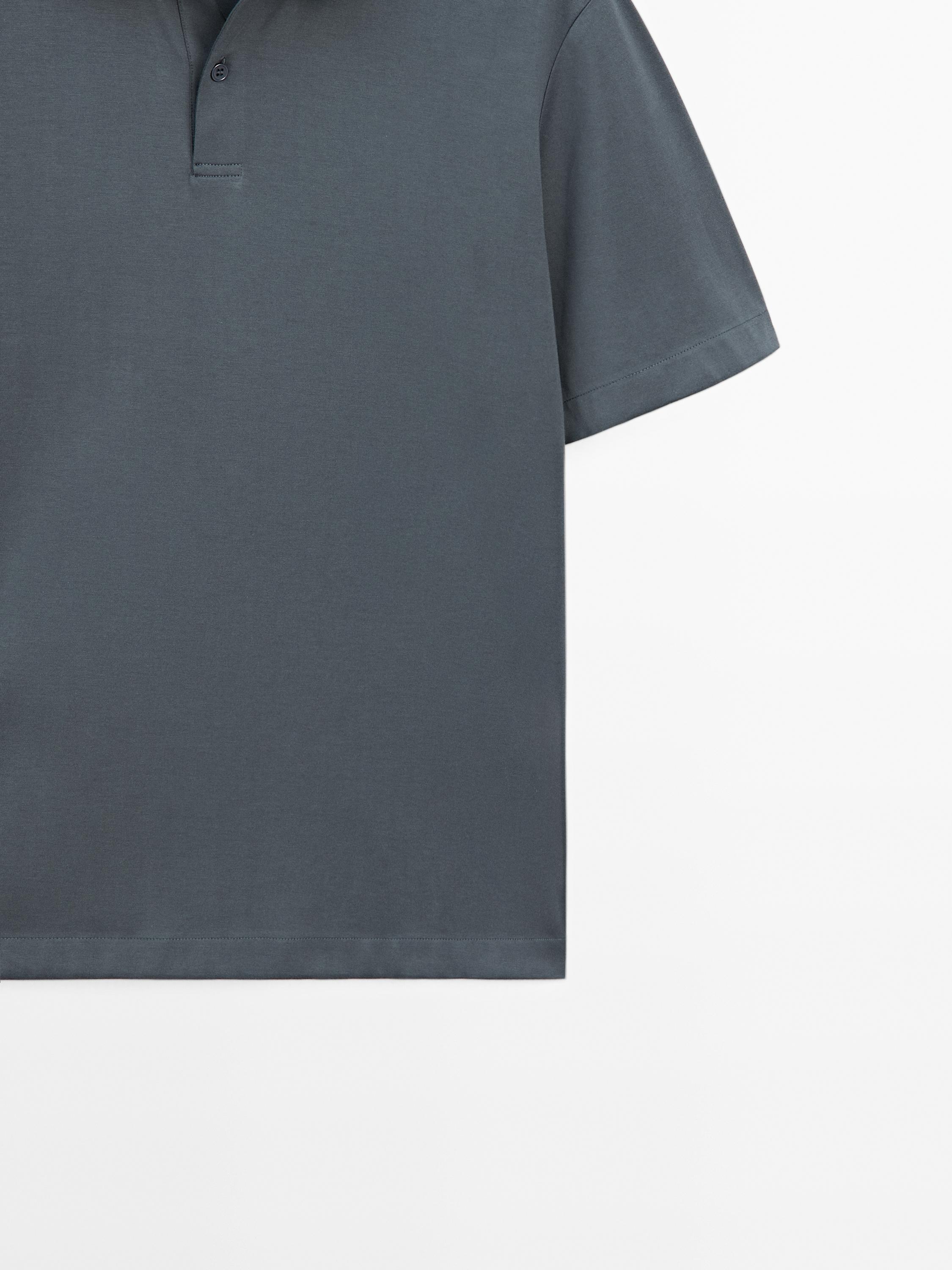 Slim fit cotton blend polo shirt