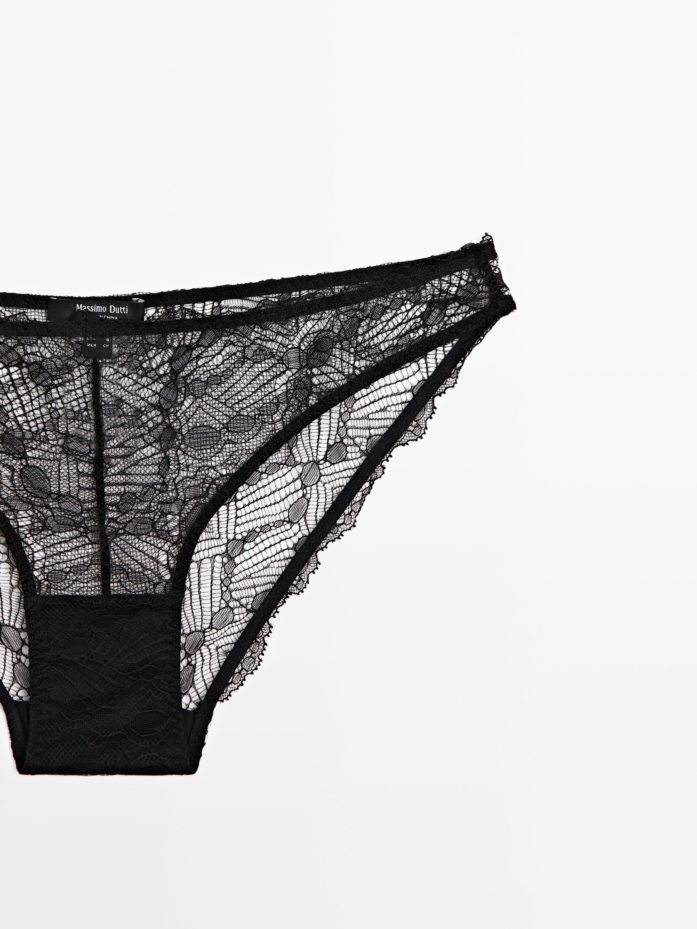 Lace briefs with blonde lace detail — BLACK