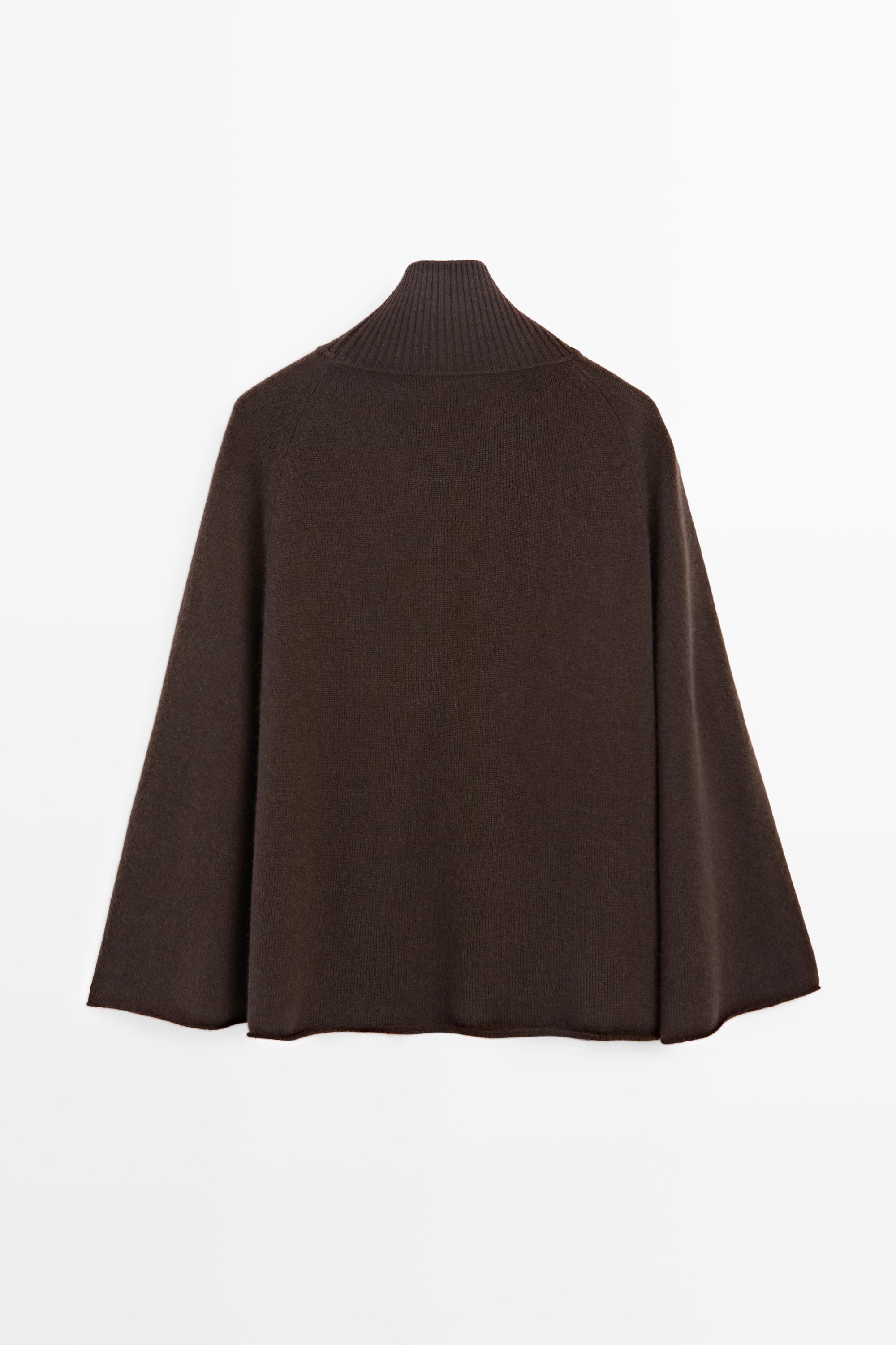 100% cashmere knit cape with crossover detail - thumbnail 6