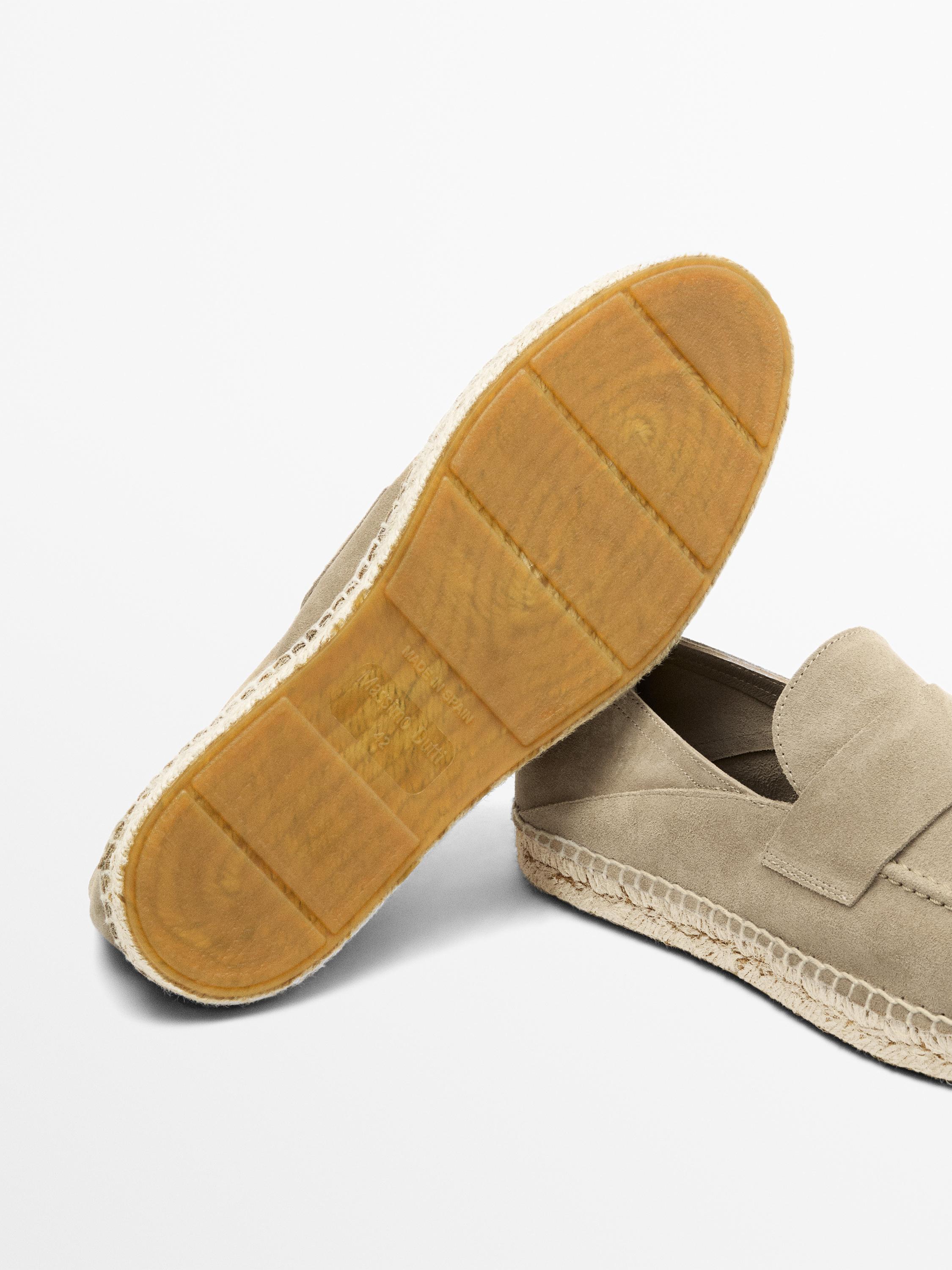Split suede leather espadrille with piece — SAND