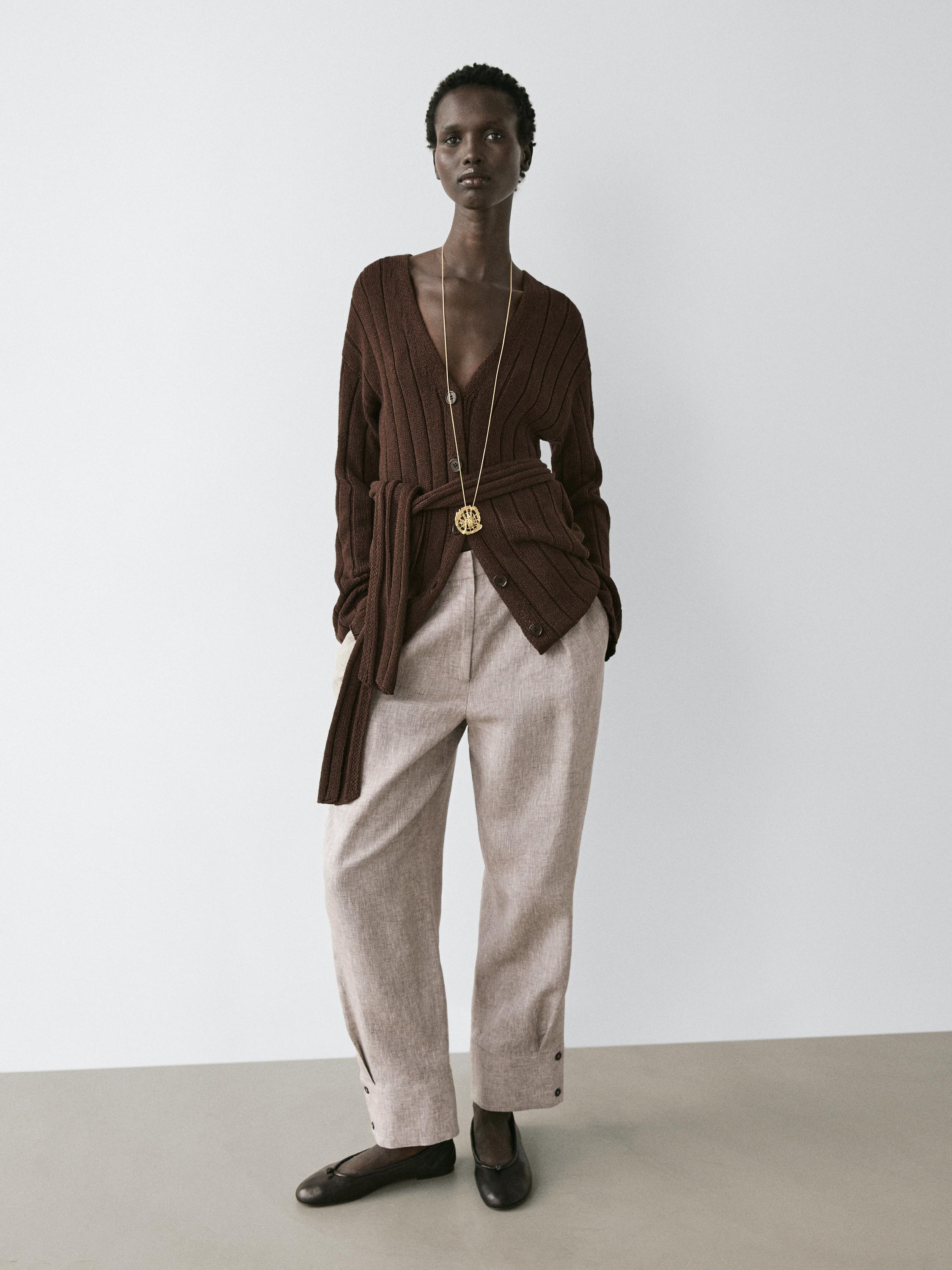 Suit trousers with buckle detail — BEIGE