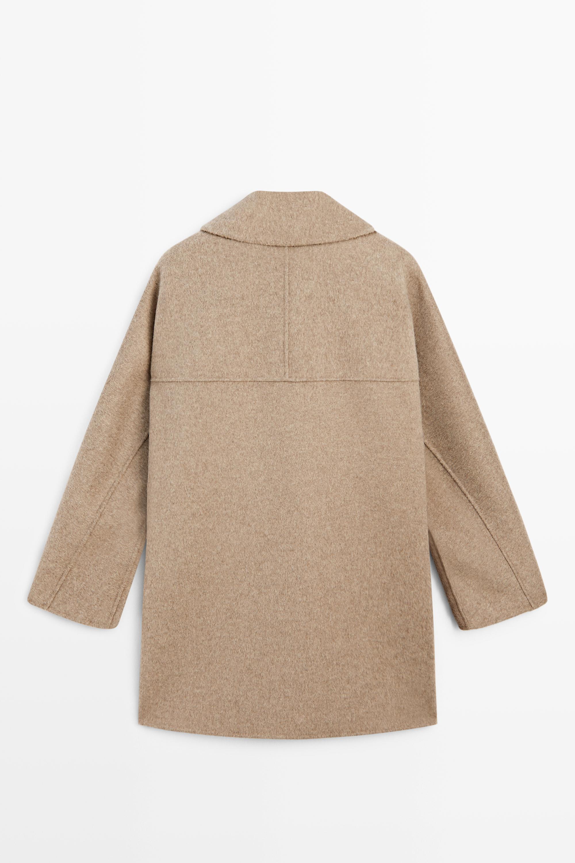 Melange coat with collar detail — TAUPE GREY