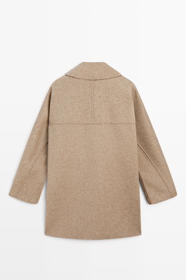Melange coat with collar detail — TAUPE GREY 6