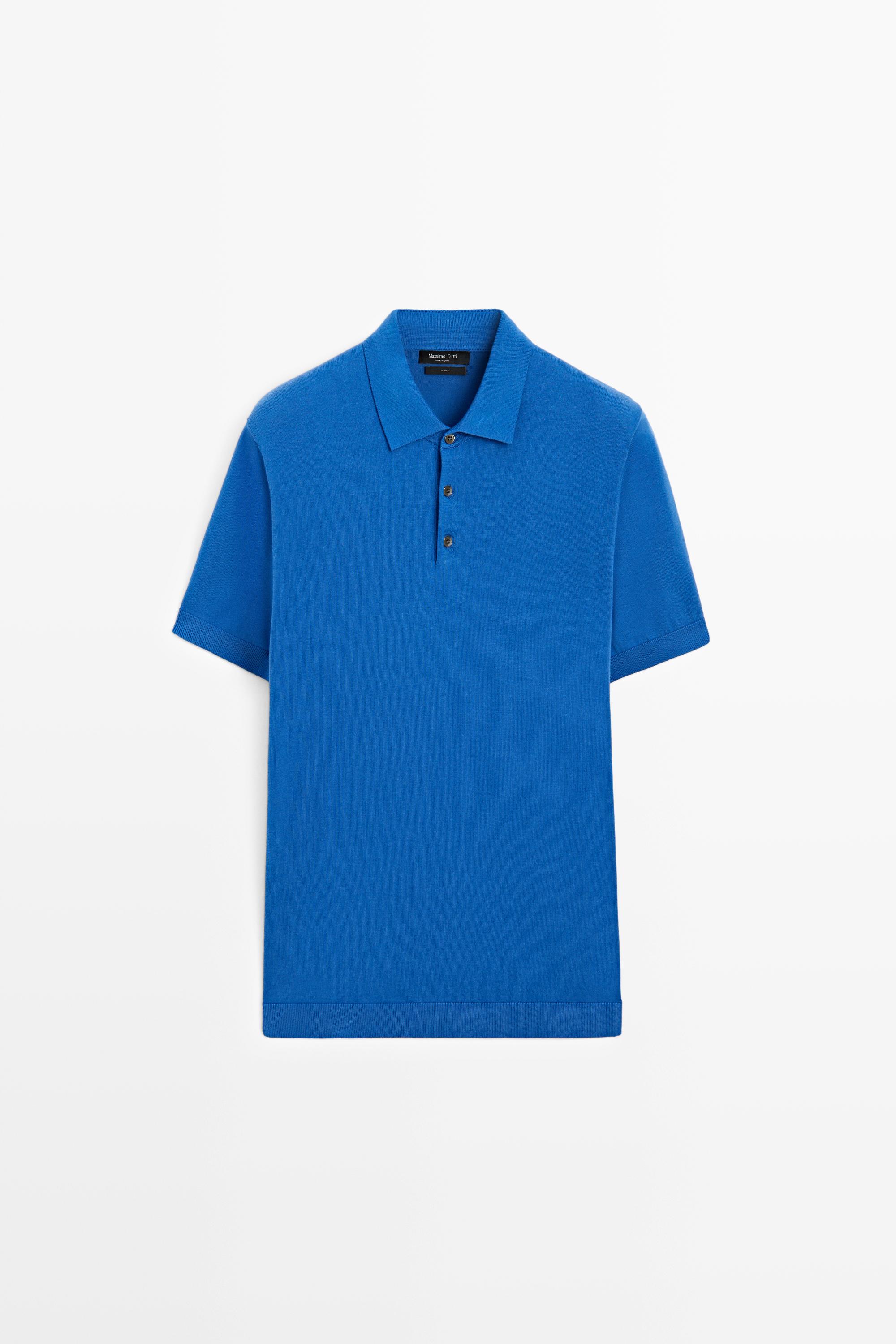 100% Cotton Knit Polo Shirt — BLUE