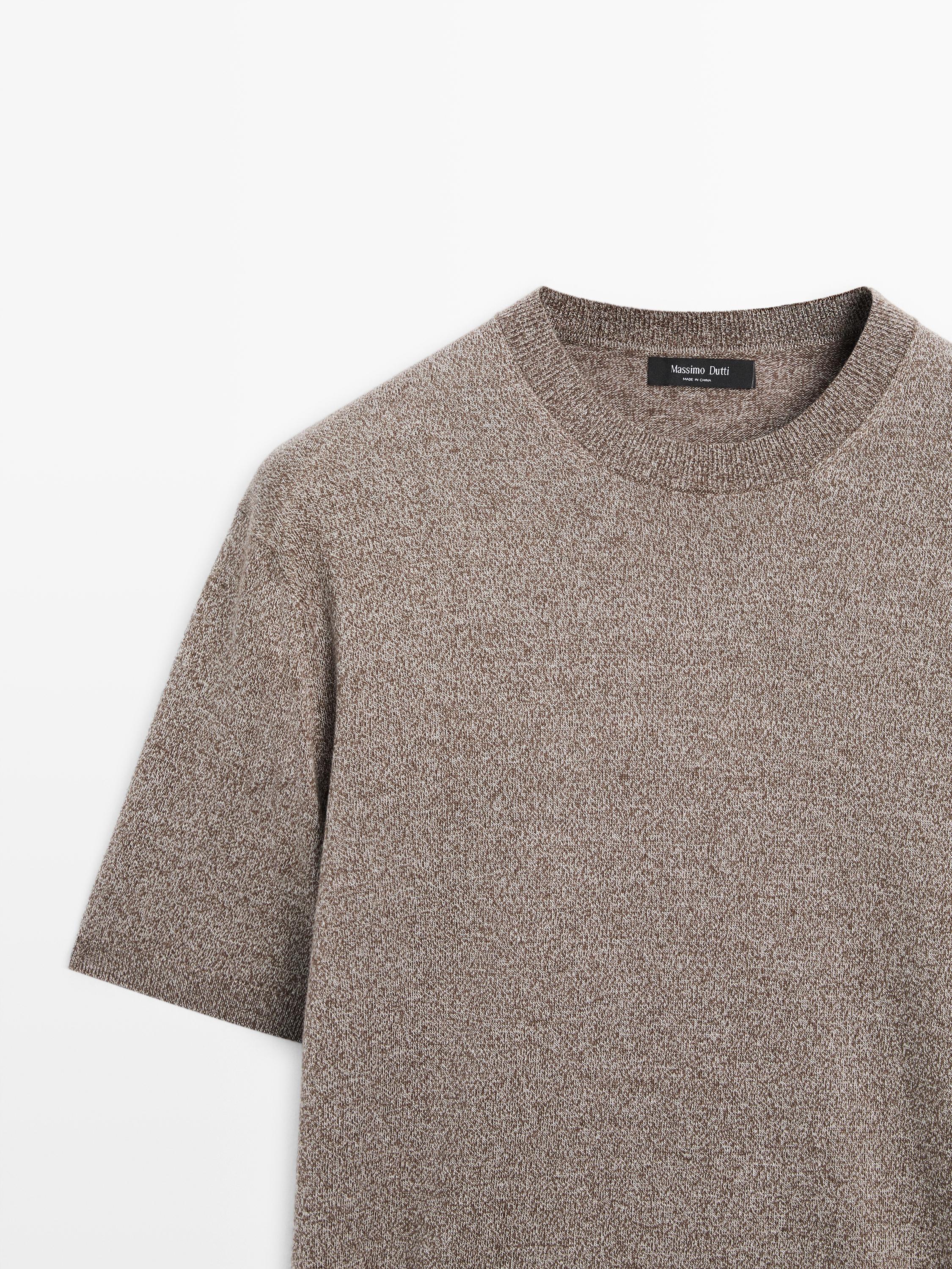 Short sleeve melange knit T-shirt
