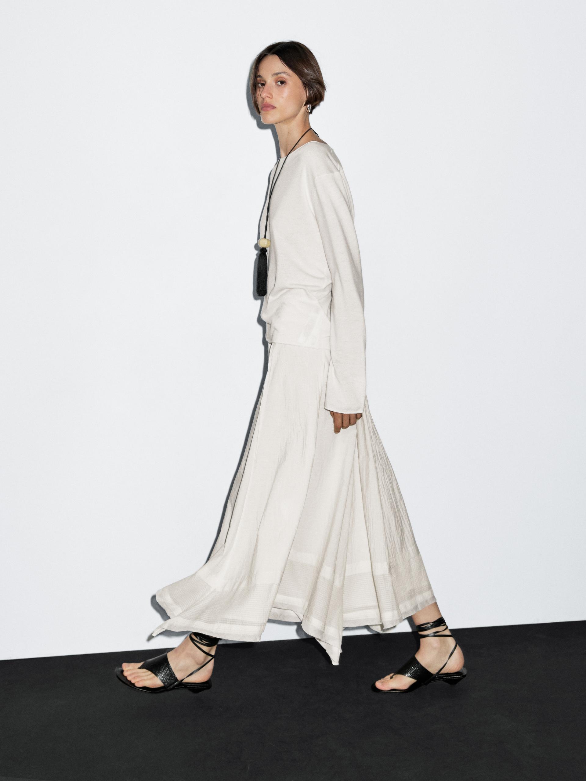 Jersey Cuello Barco Con Lana - Crudo - L - Massimo Dutti - Mujer