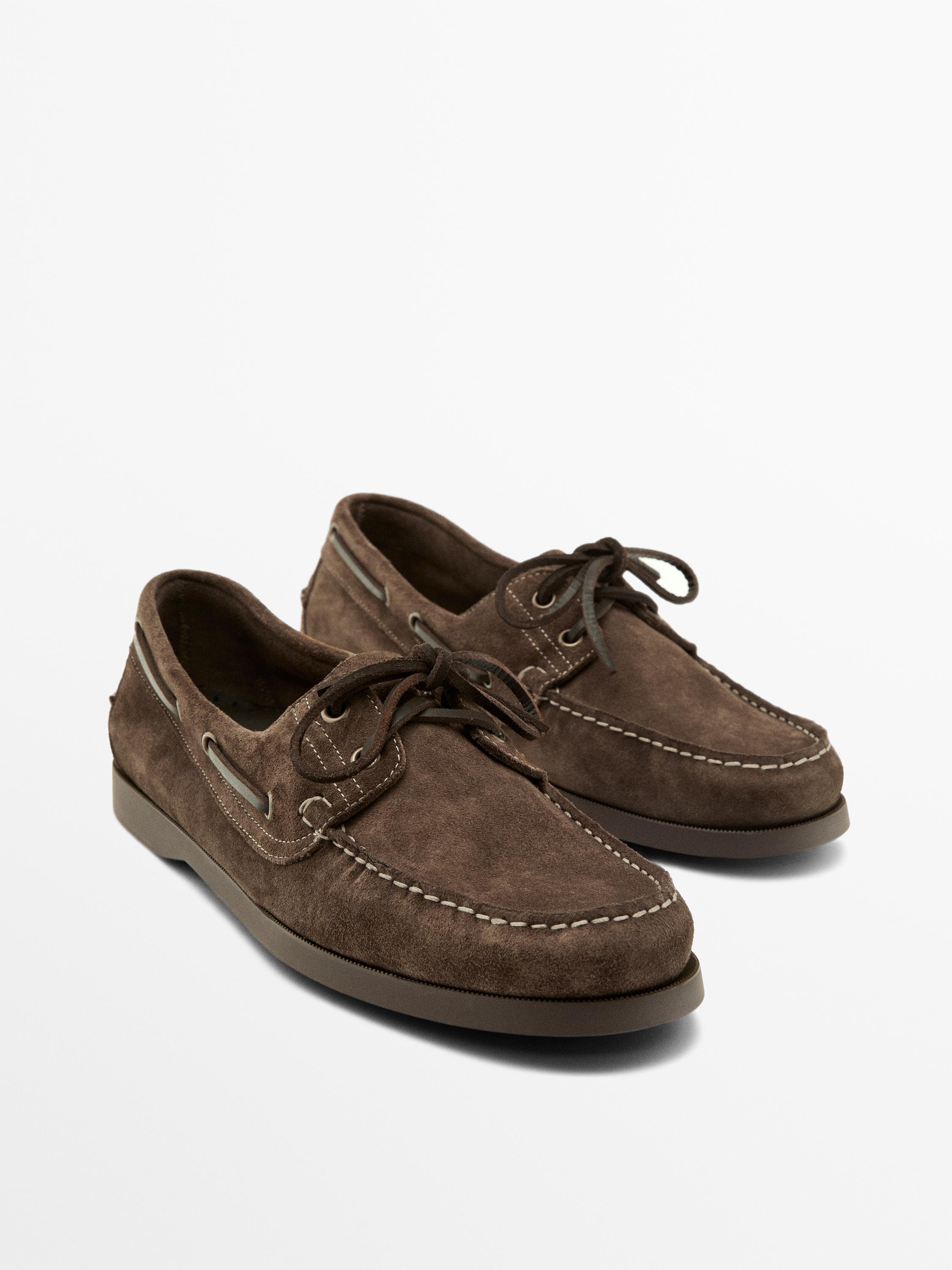 Leather deck shoes — STONE