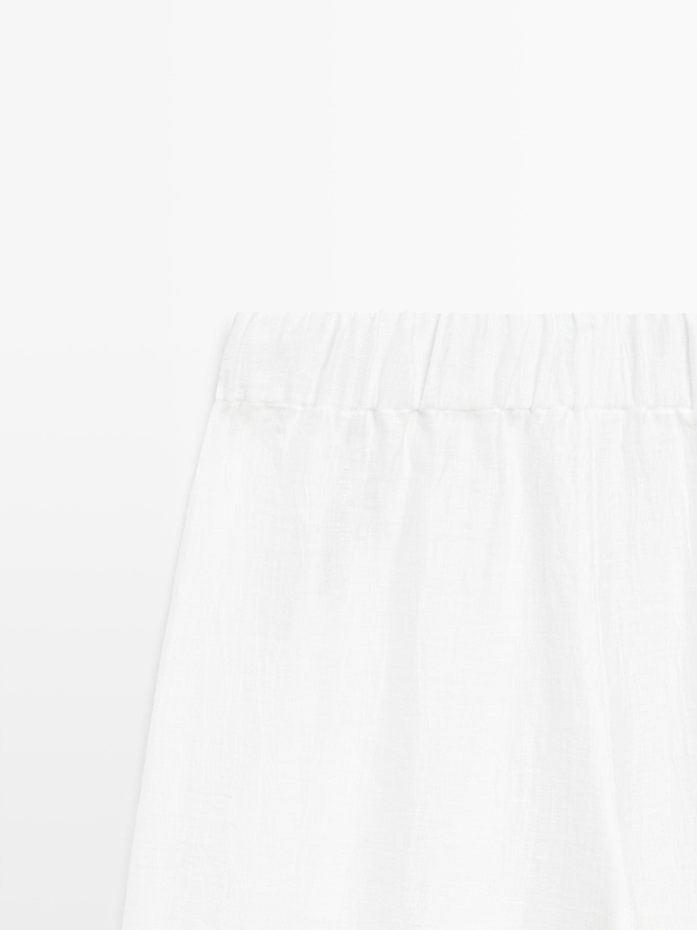 Flowing trousers with piping detail — WHITE