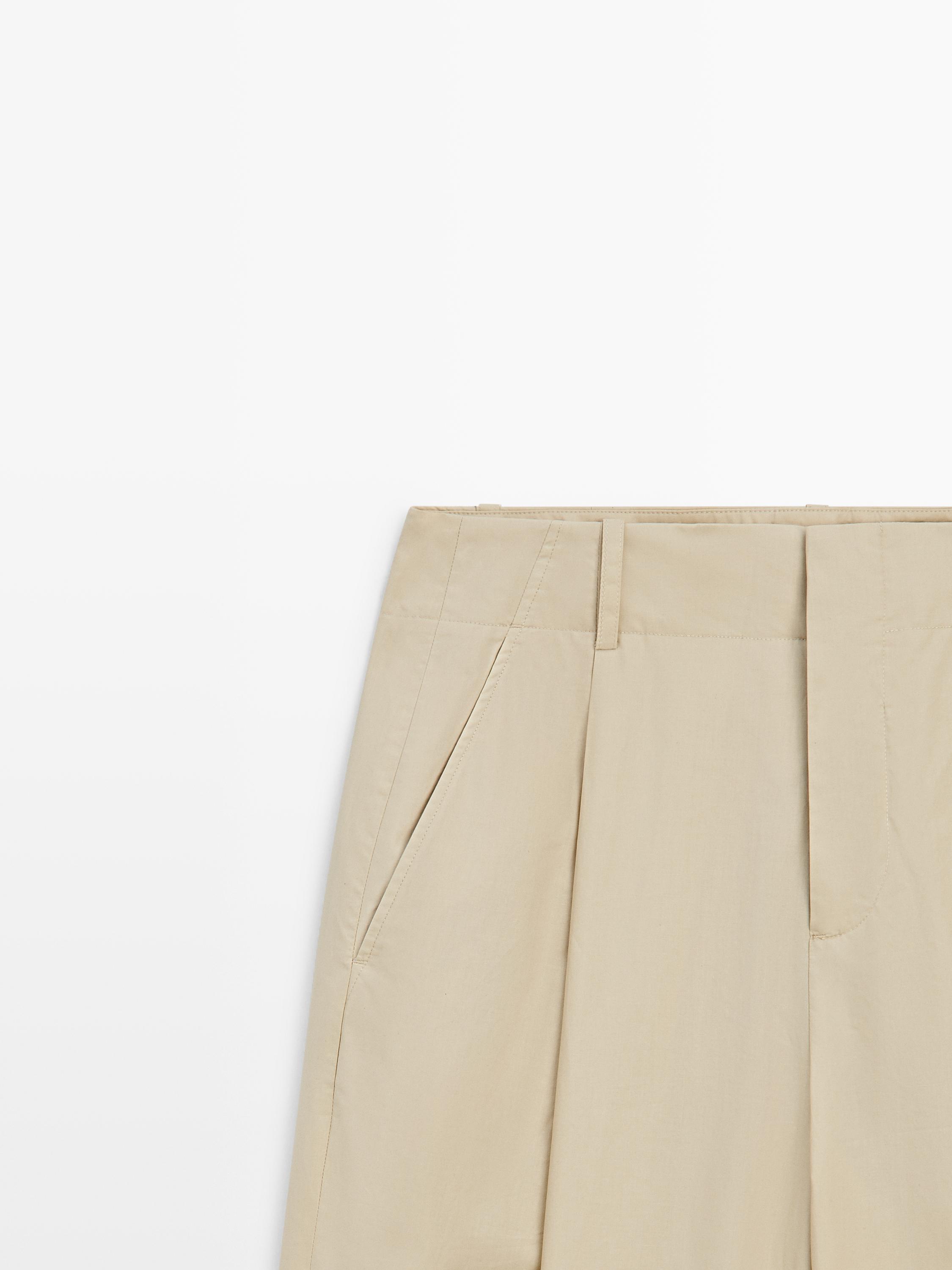 Wide-leg cotton trousers — SAND