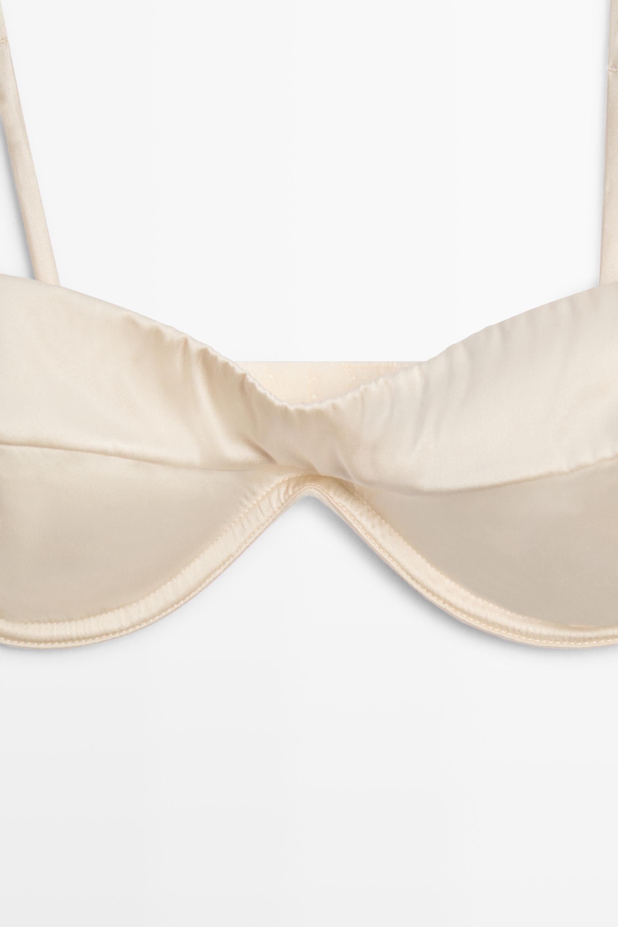 Bandeau top with underwire and seam detail — CREAM