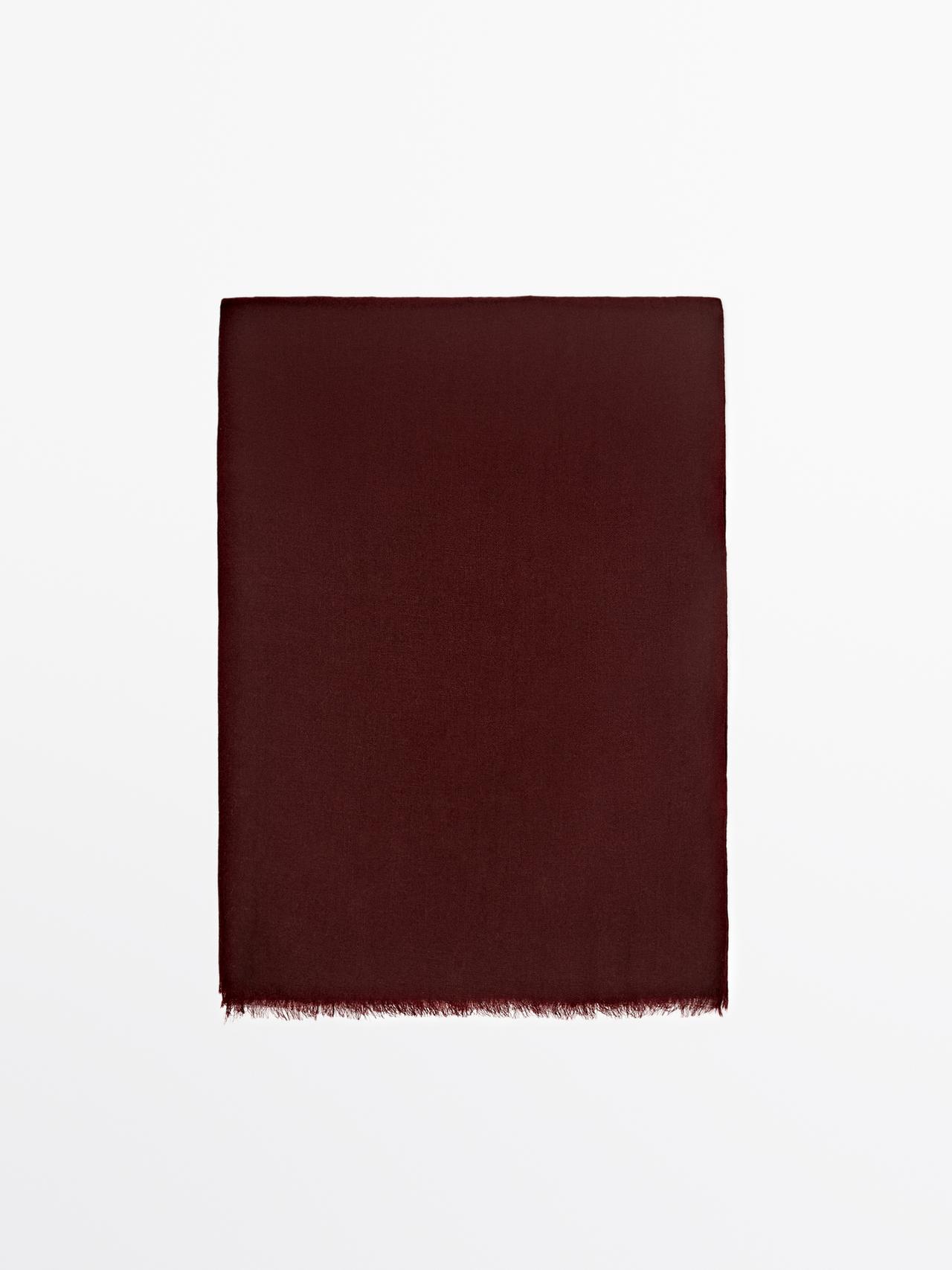 Foulard Léger 100 % Laine - Rouge Vin - 01 - Massimo Dutti - Femme