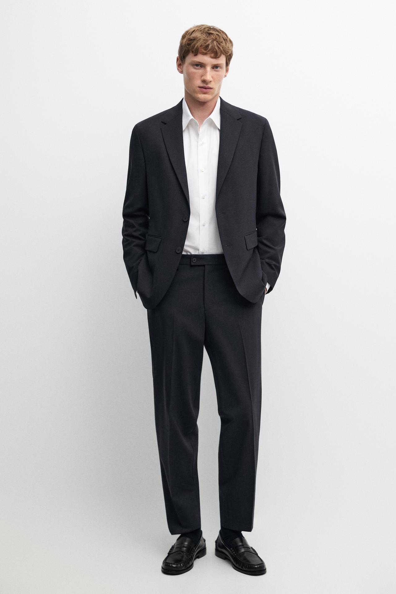 Wool blend suit blazer — NAVY BLUE