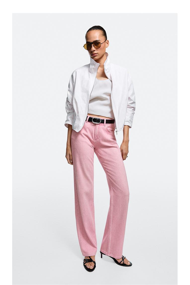 Low-rise straight-leg jeans — PINK