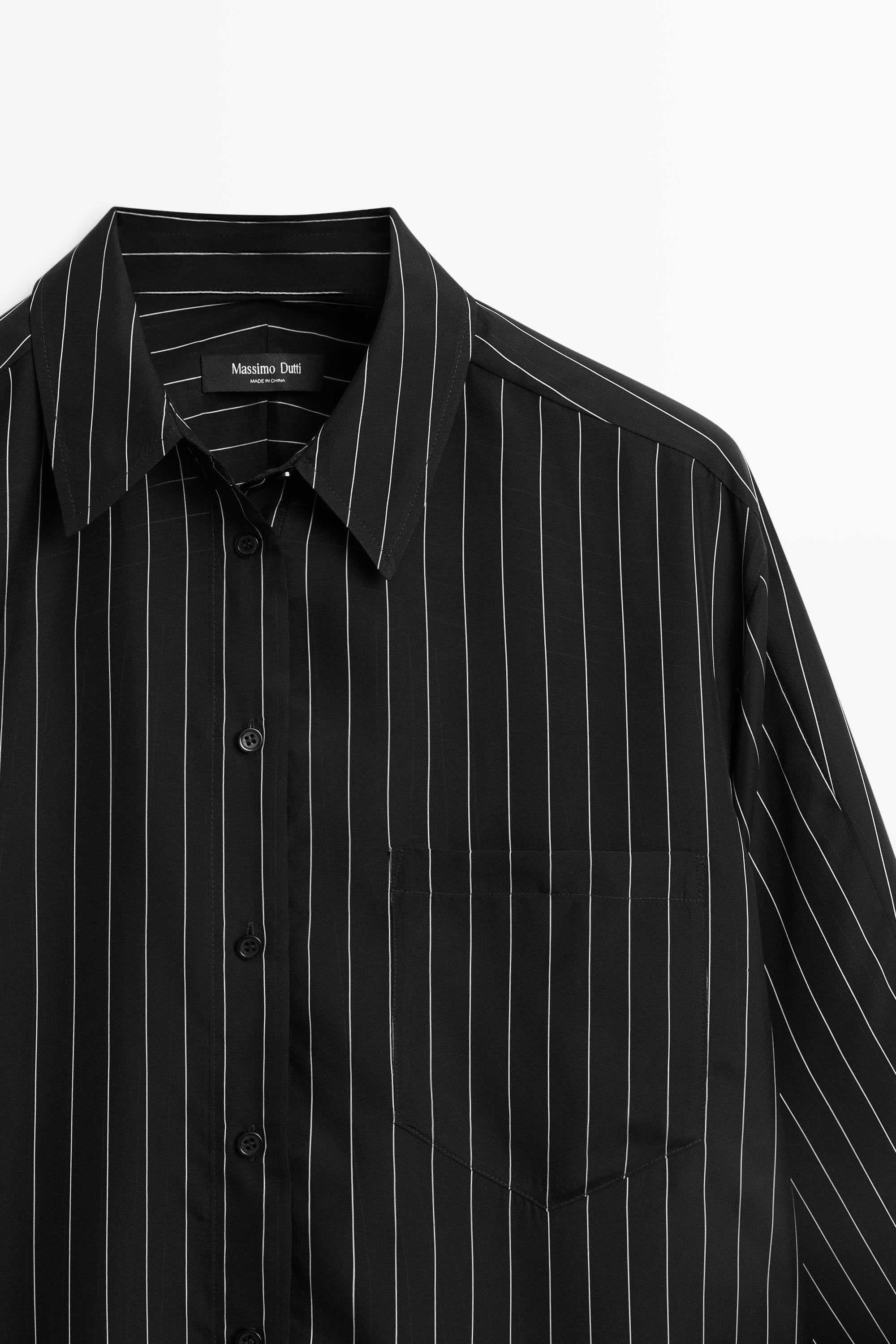Striped flowing shirt with pocket detail