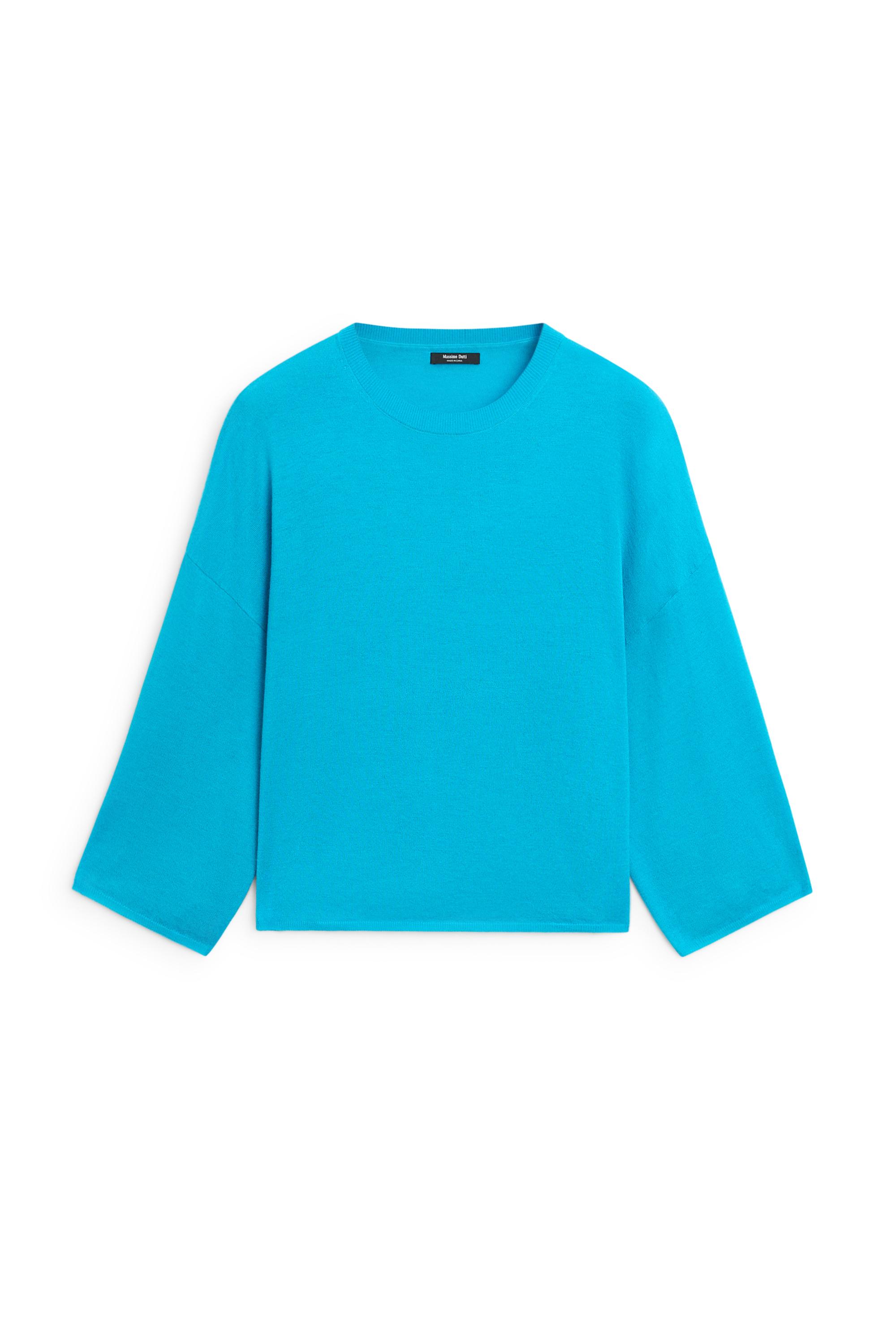 Round neck knit sweater — TURQUOISE