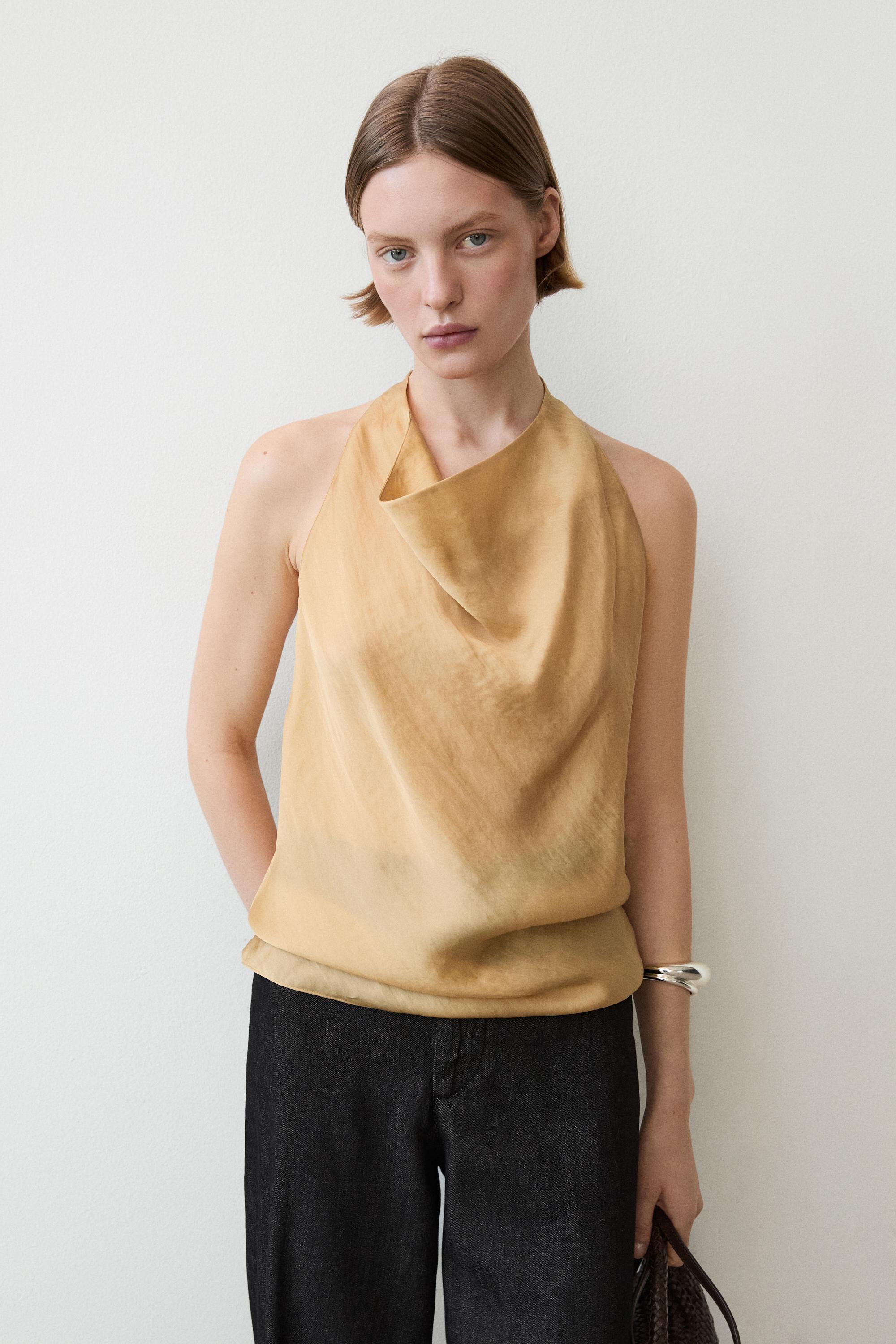 Flowing top with cowl neckline — Vanilla