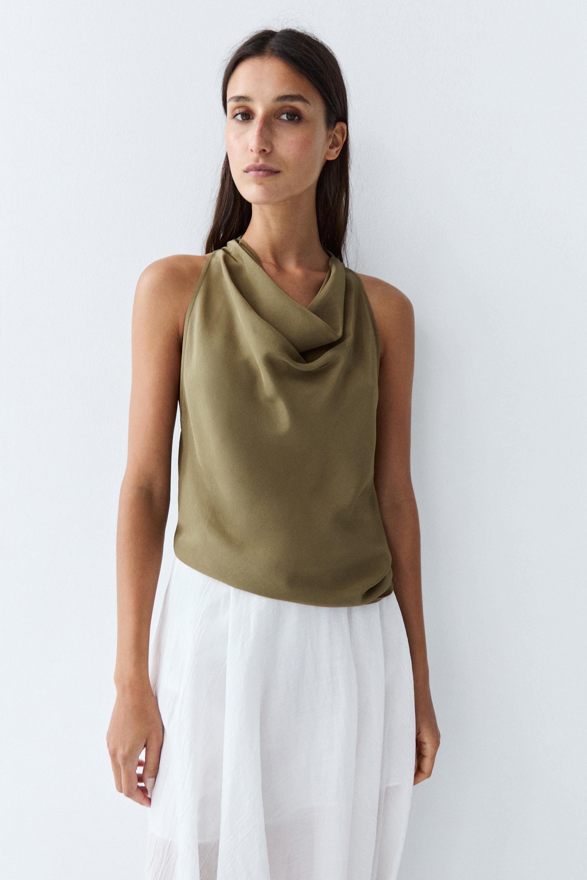 Draped halter top — GREEN