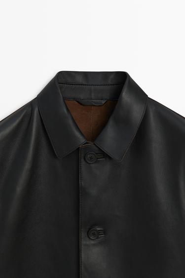 Nappa leather jacket with button detail — BLACK 9