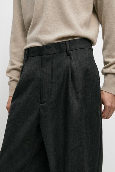 Relaxed fit wool trousers with flecked detail — CHARCOAL 8