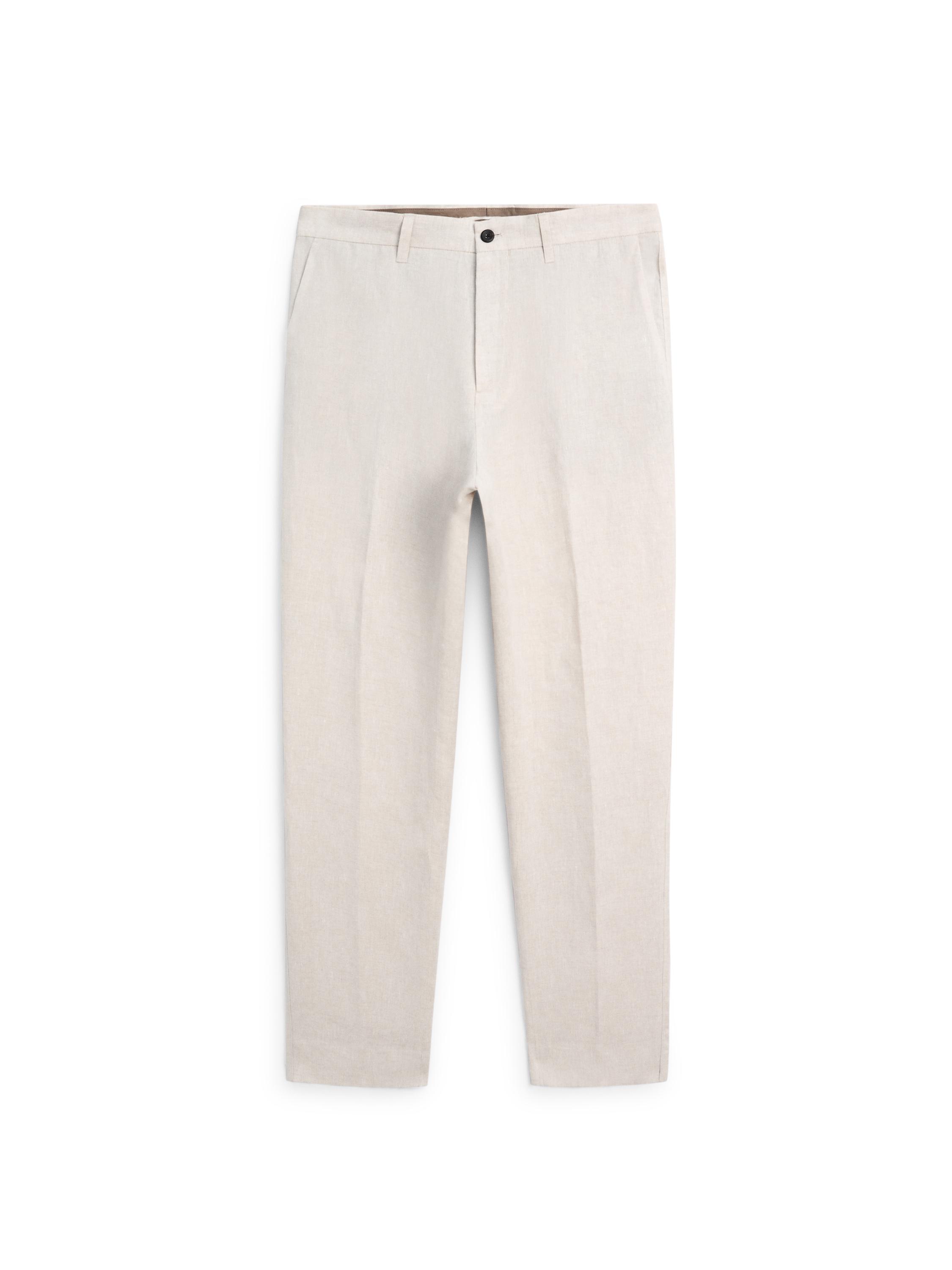 beige linen dress pants Stretch Linen Dress Pants for Tall Men in Light Beige Linen 30 / 38 / Light Beige Linen main image 0