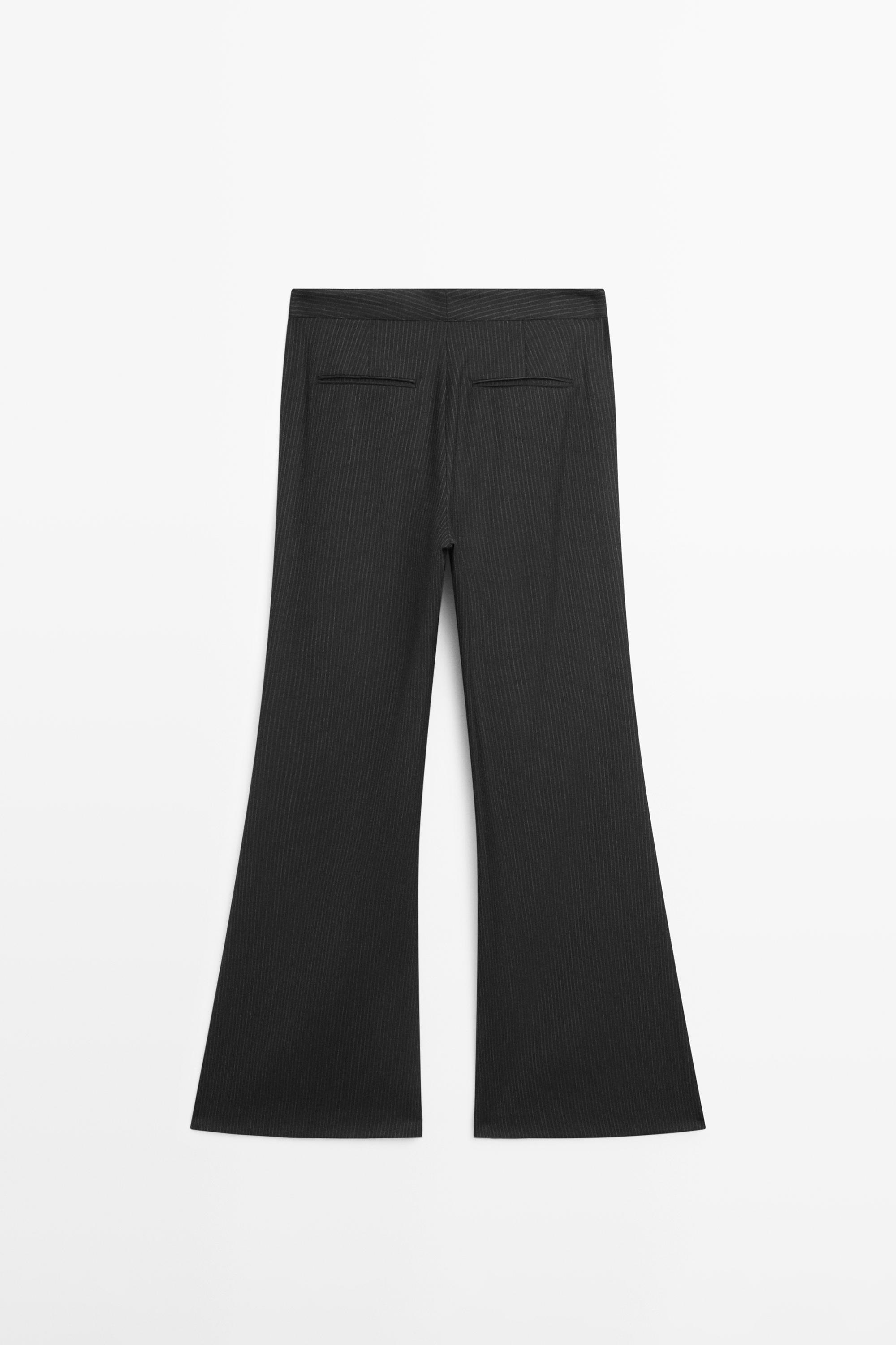 Flare fit pinstripe trousers — CHARCOAL