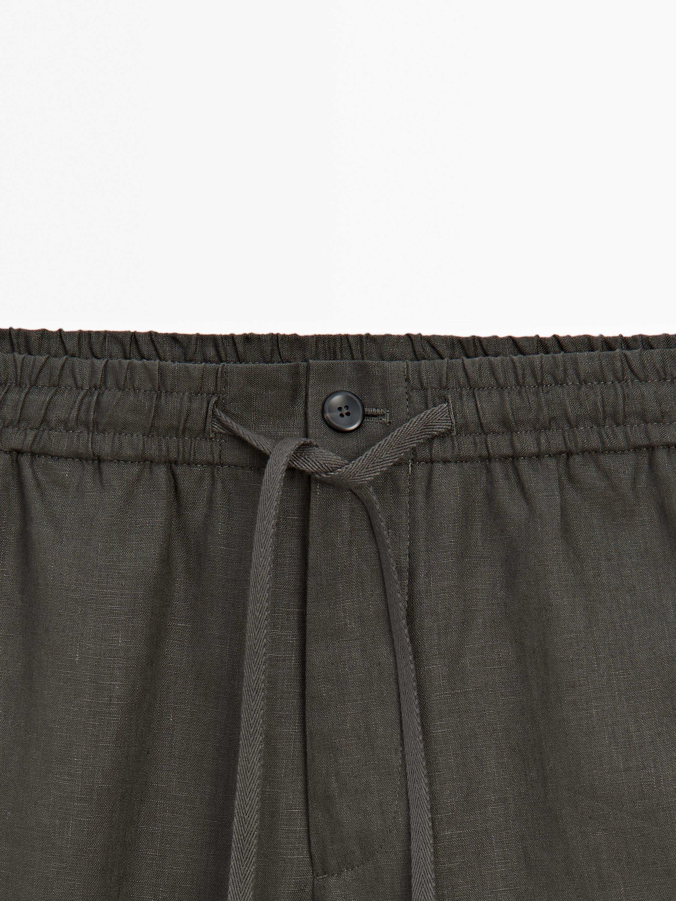100% linen jogger fit trousers