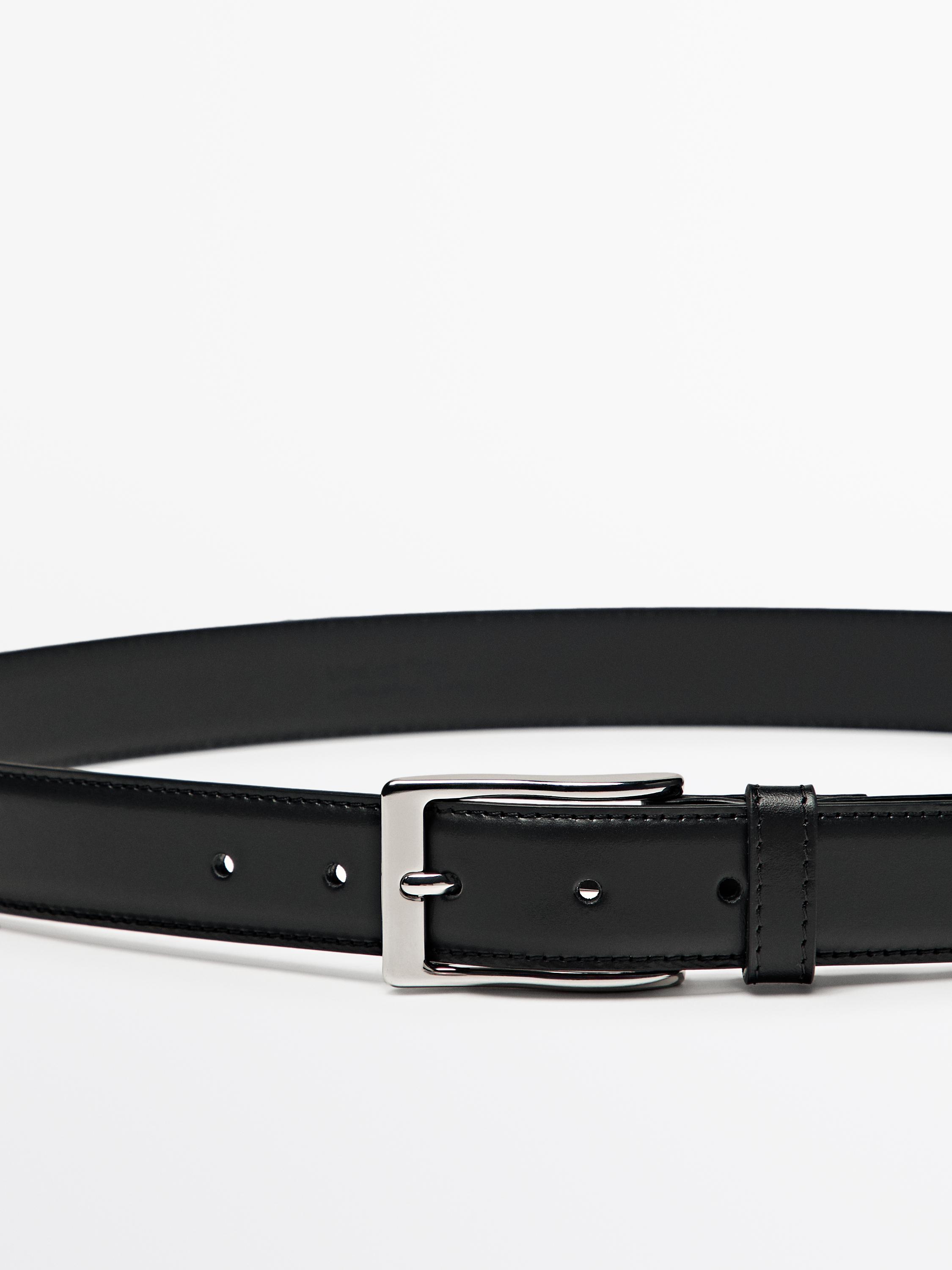 Smart nappa leather belt with topstitching