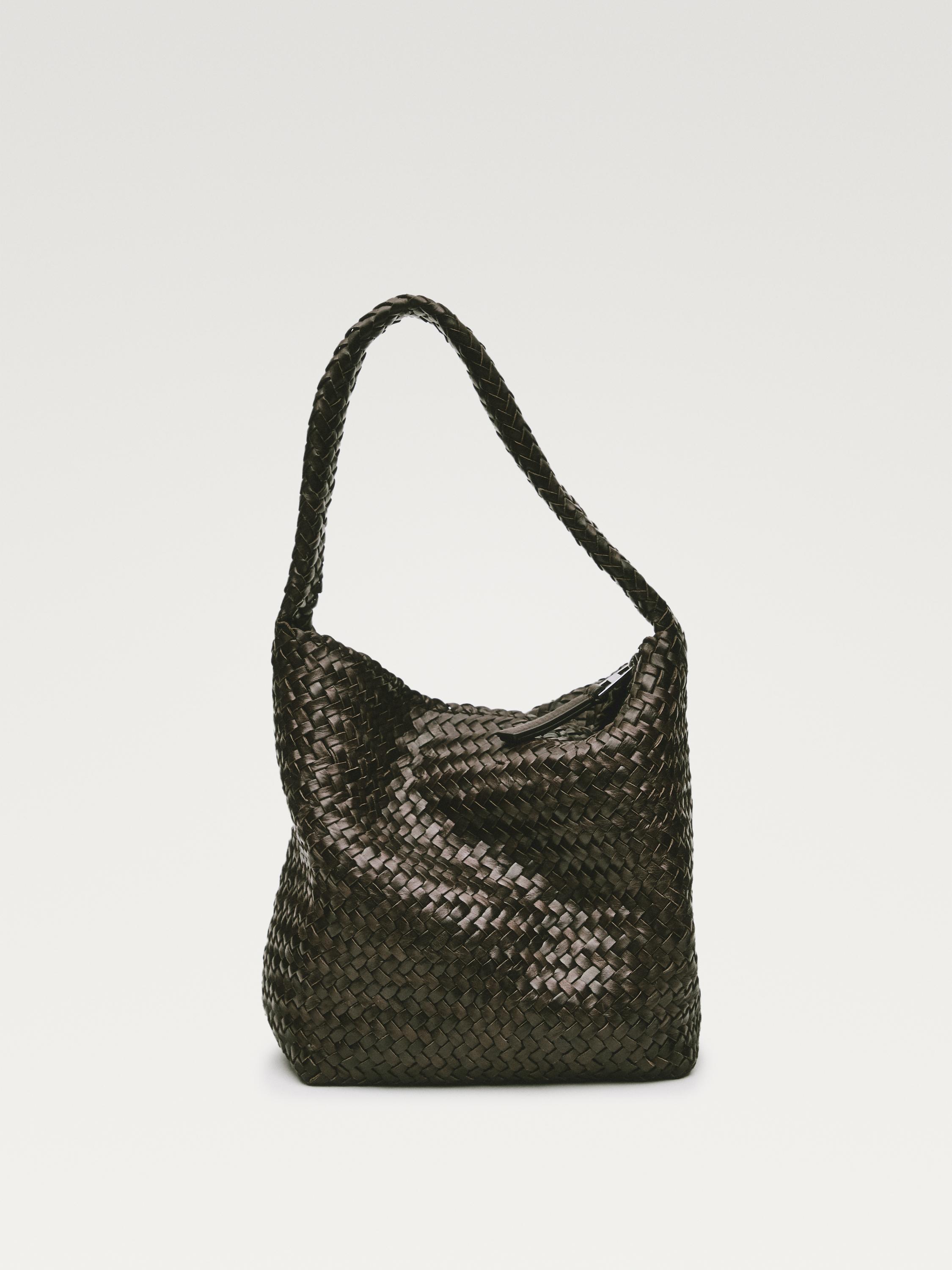 Bolso bucket trenzado piel napa