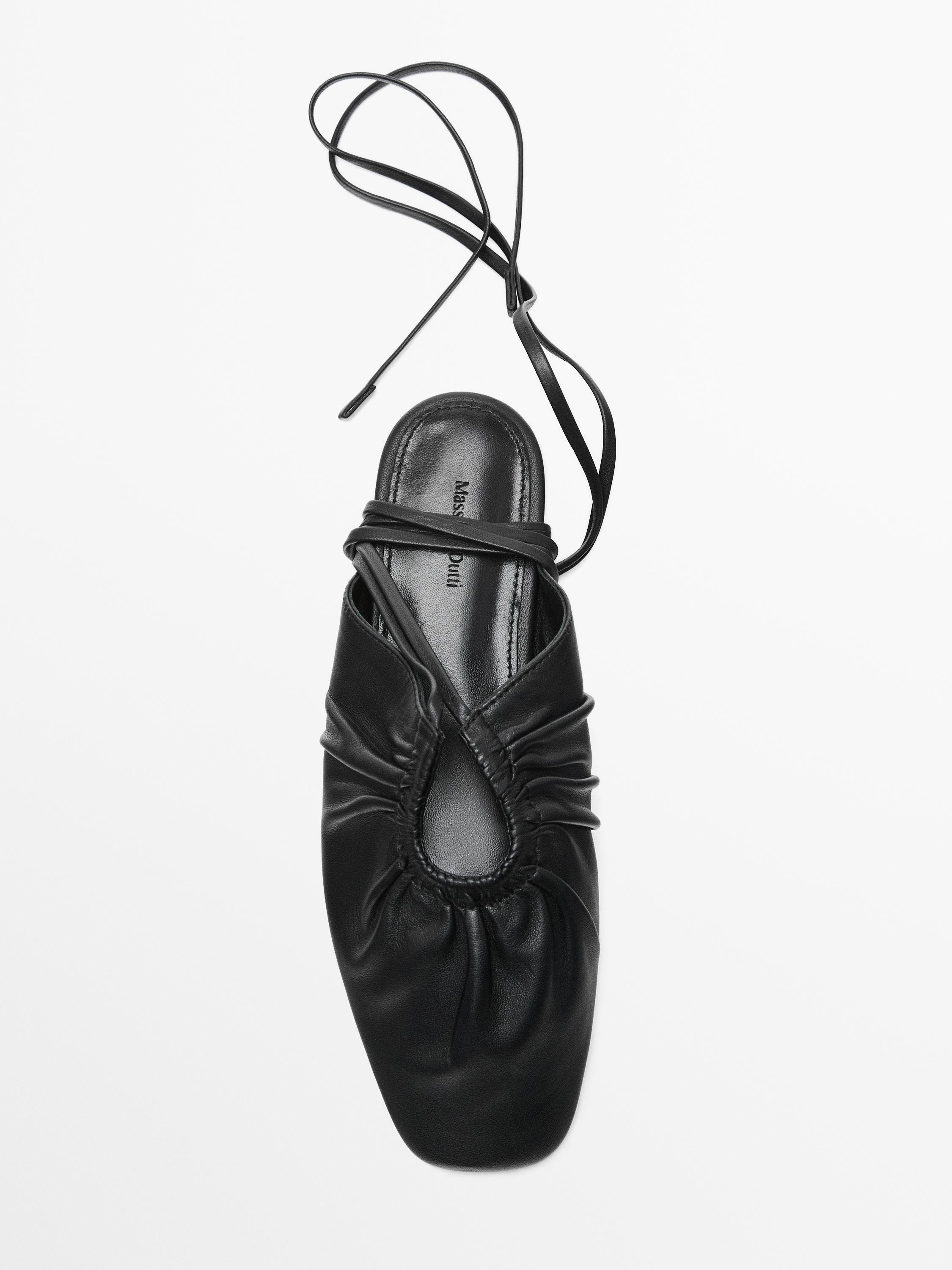 Tied nappa ballet flats
