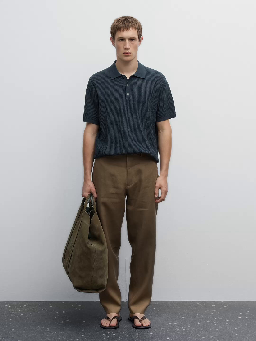 100% cotton textured knit polo shirt