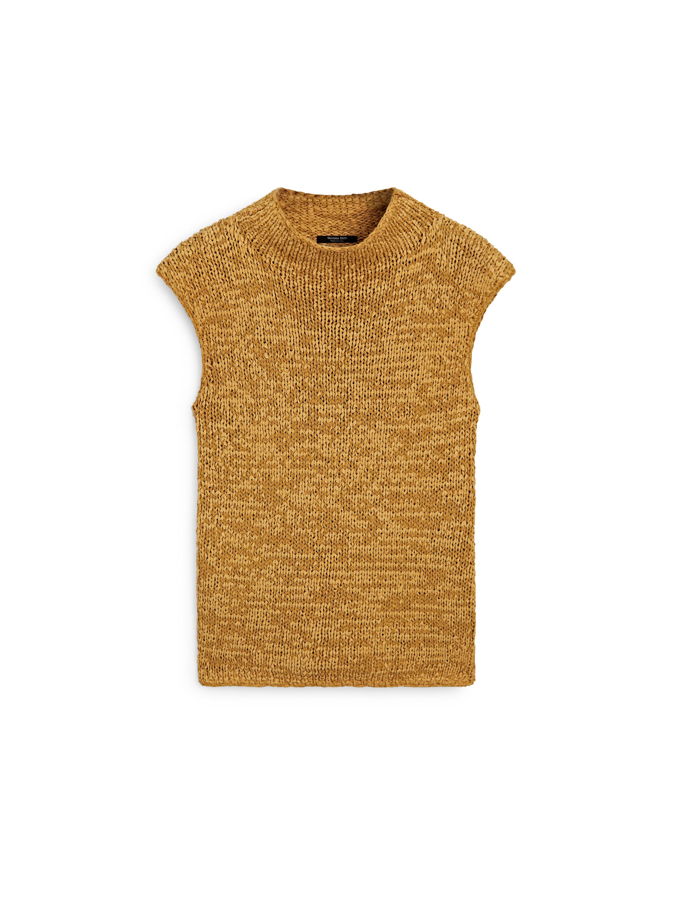Cotton blend knit top — Curry