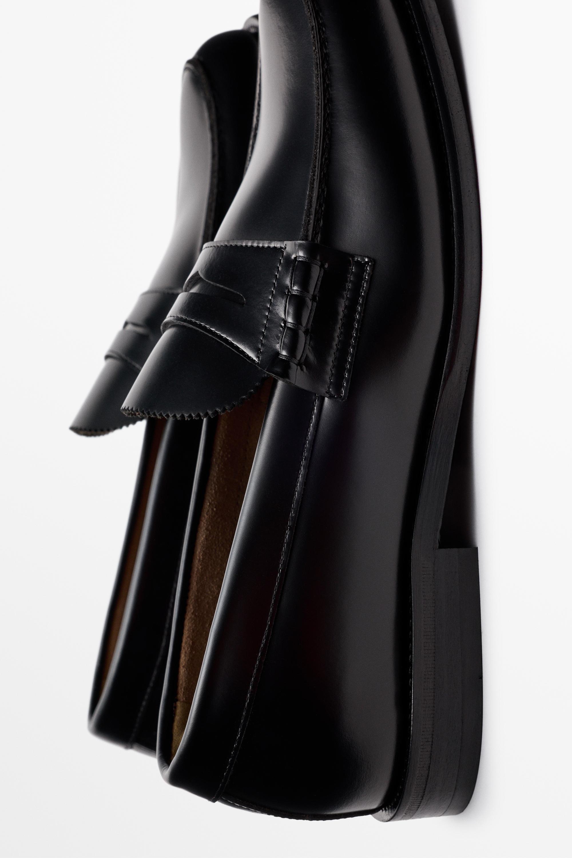Leather penny loafer — BLACK