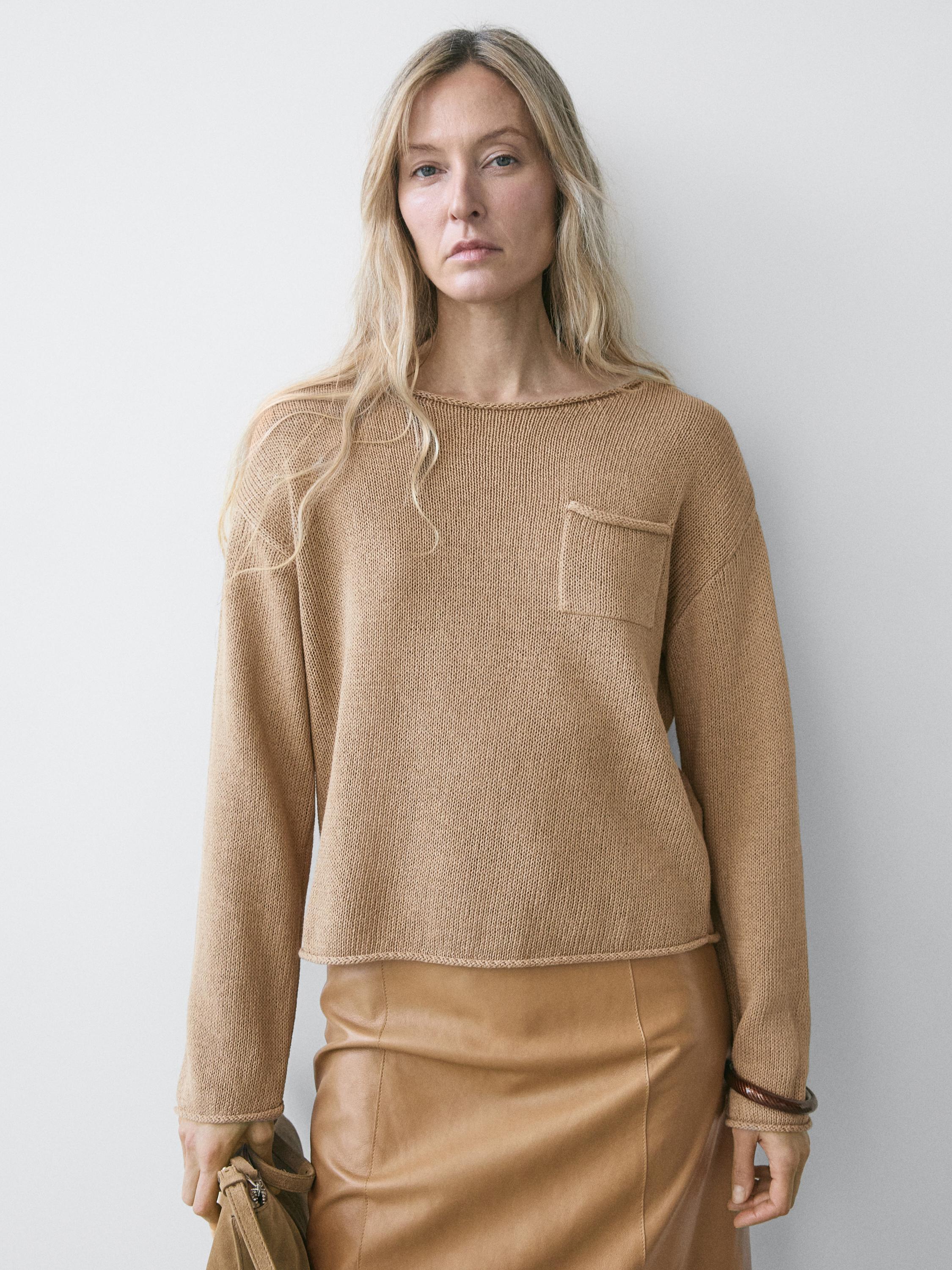Jersey punto detalle bolsillo algodón lino