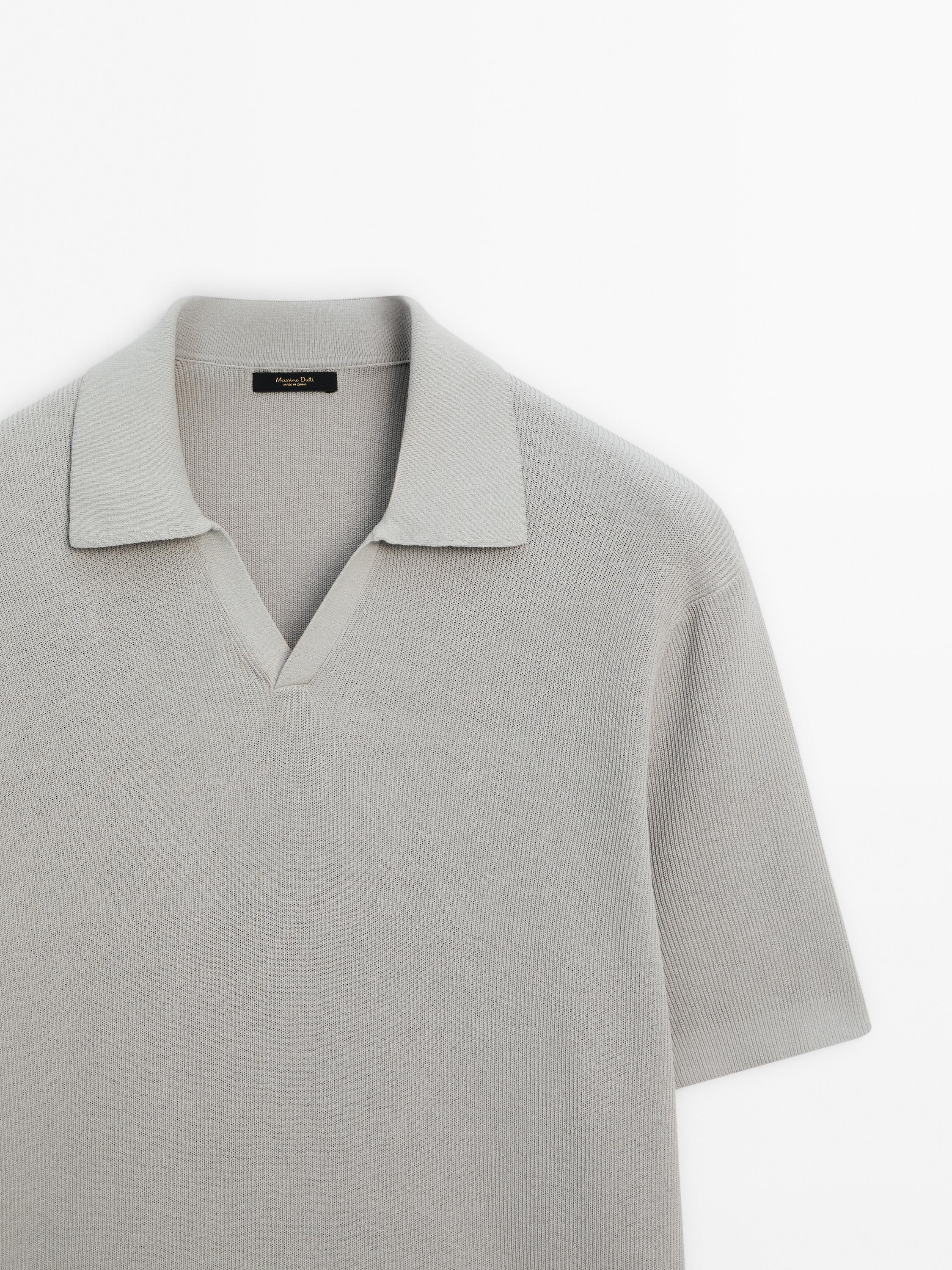 Cotton blend knit polo shirt