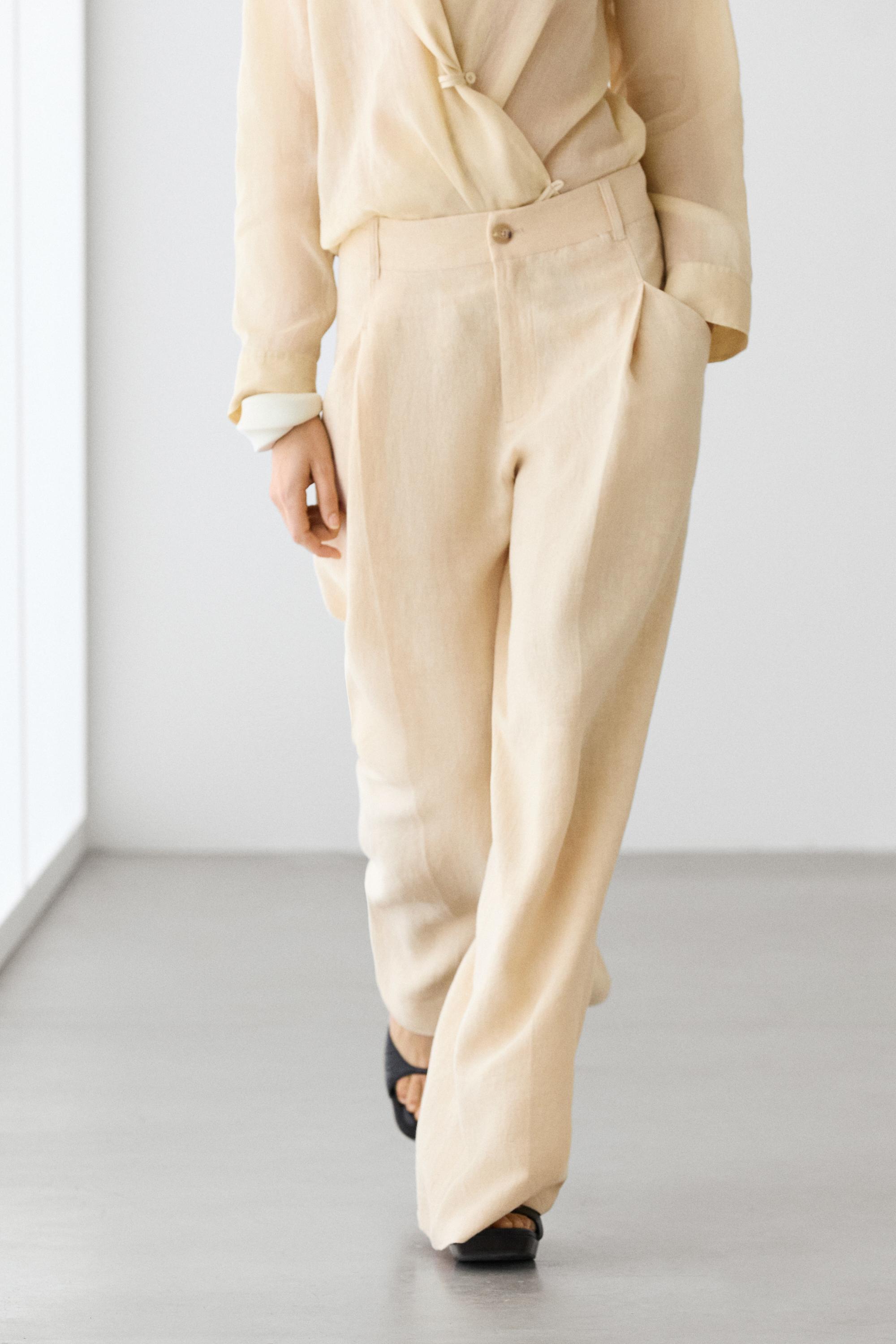 Weite Leinenhose mit Taschen