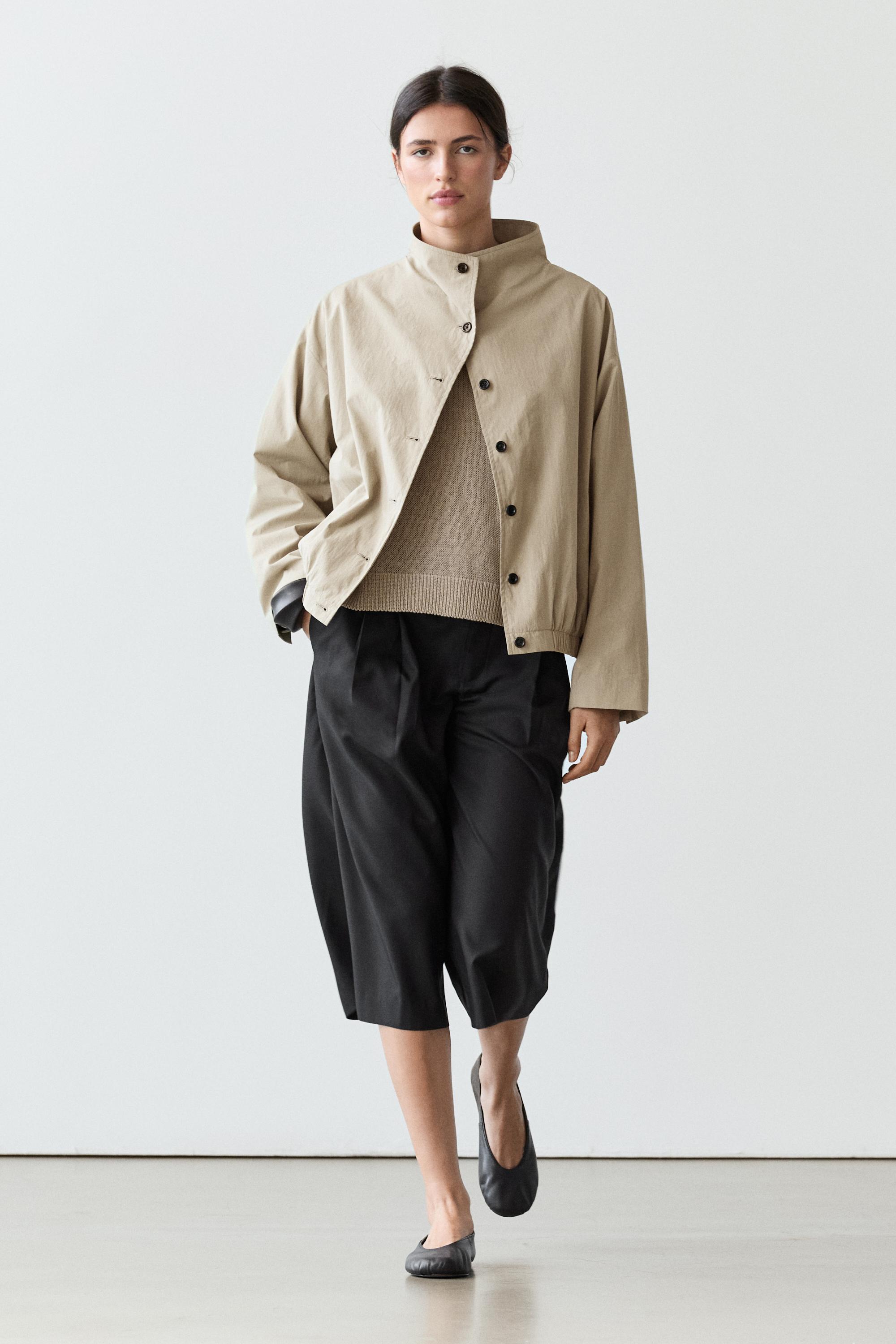 Bomber jacket with funnel neck