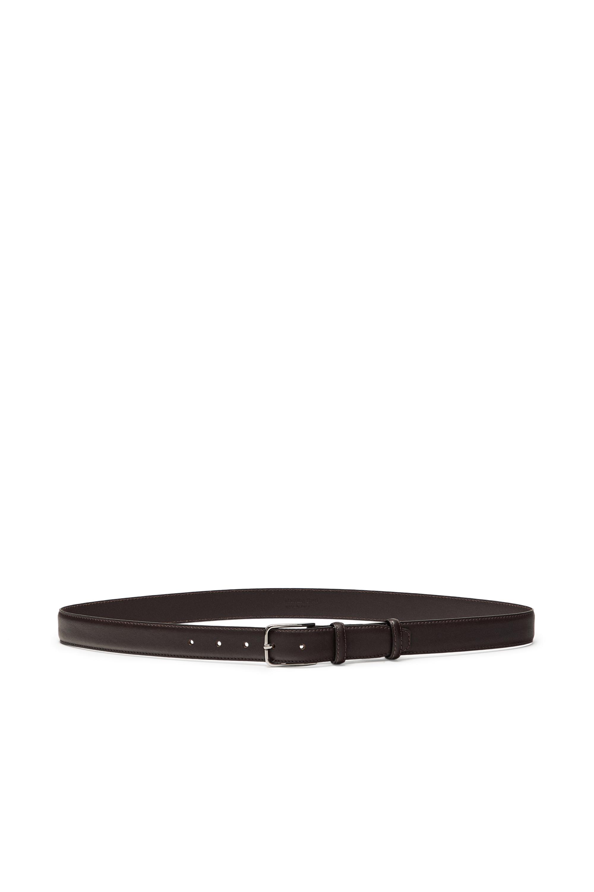 Nappa leather belt with double keeper — BROWN