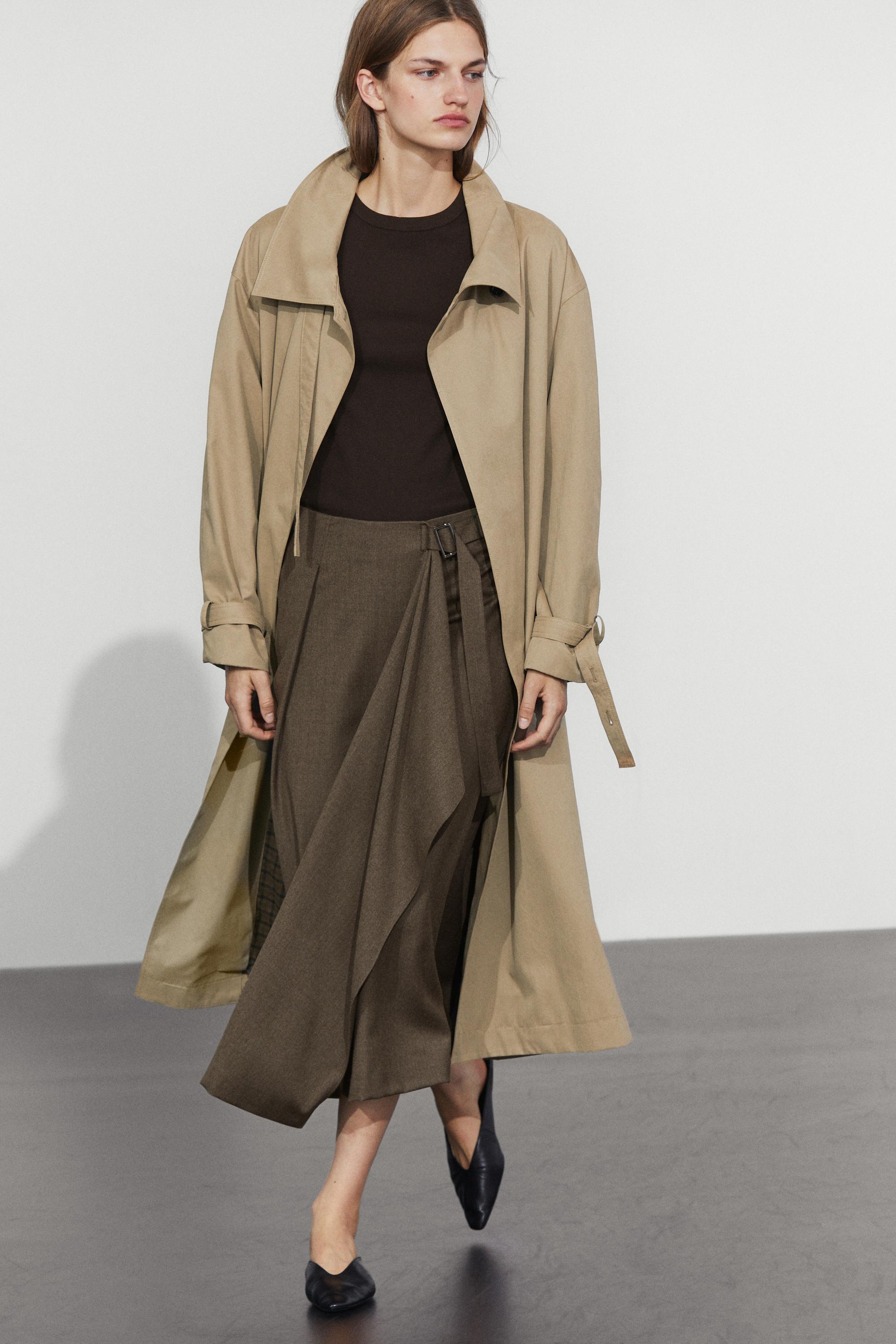 Buckle detail midi skirt — MOLE BROWN
