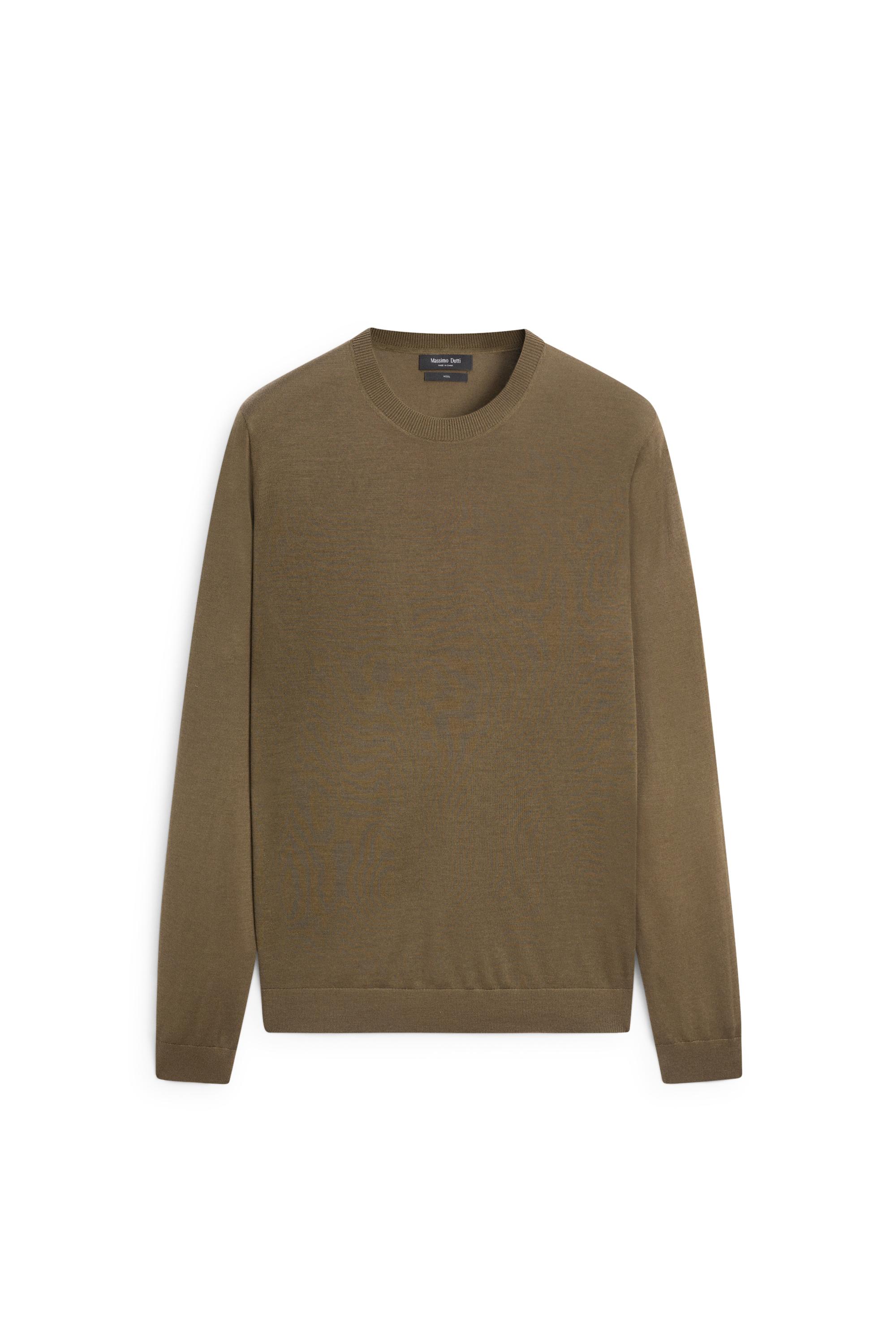100% merino wool knit round neck sweater — OIL