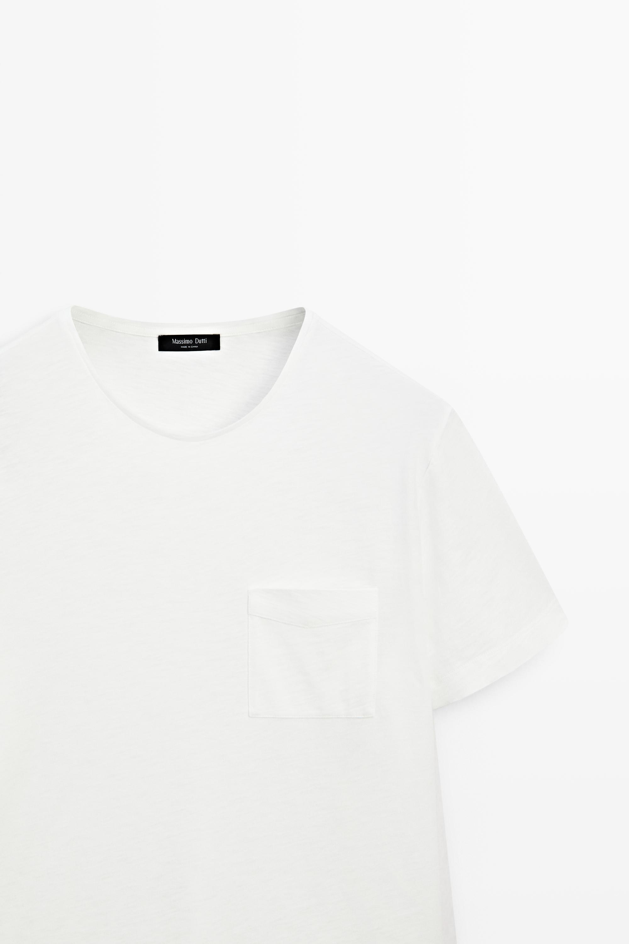 Short sleeve T-shirt with pocket detail — WHITE