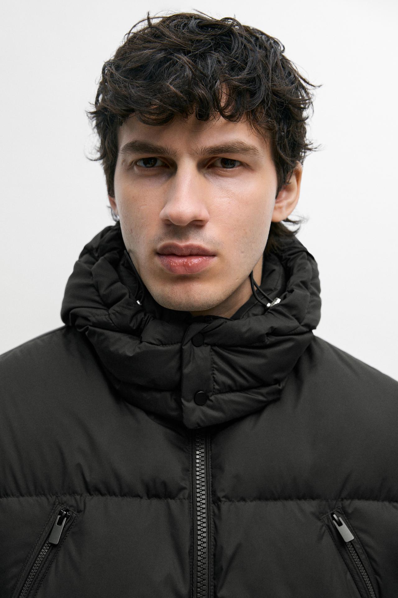 Down jacket with pocket detail — CHARCOAL